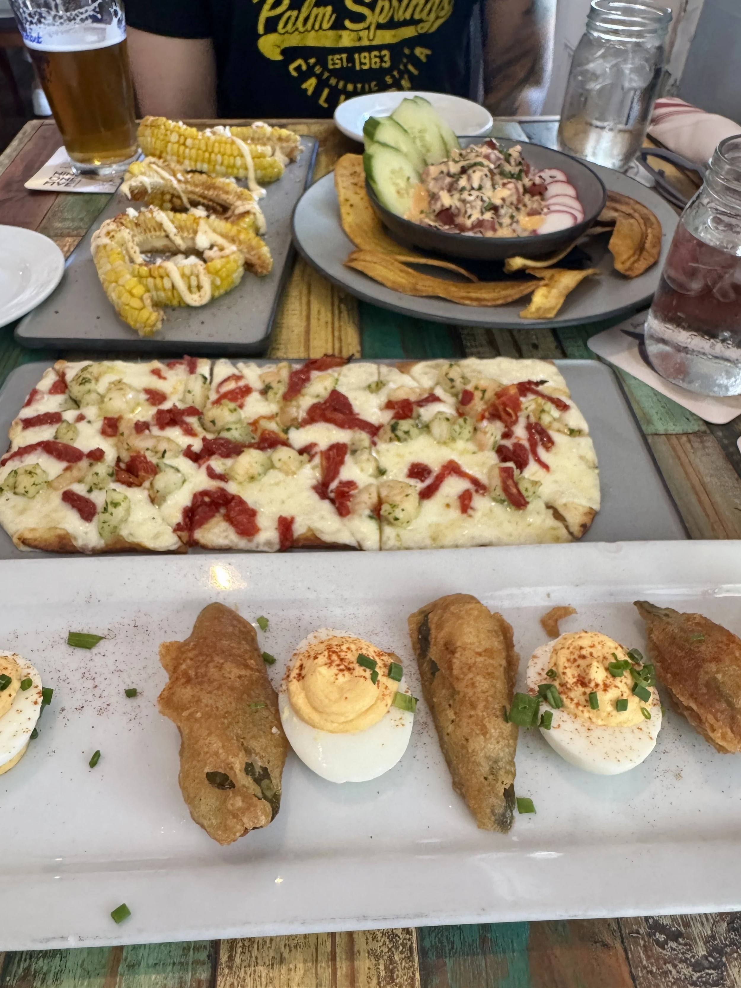 appetizers and flatbread at first flight island restaurant and brewery in key west florida