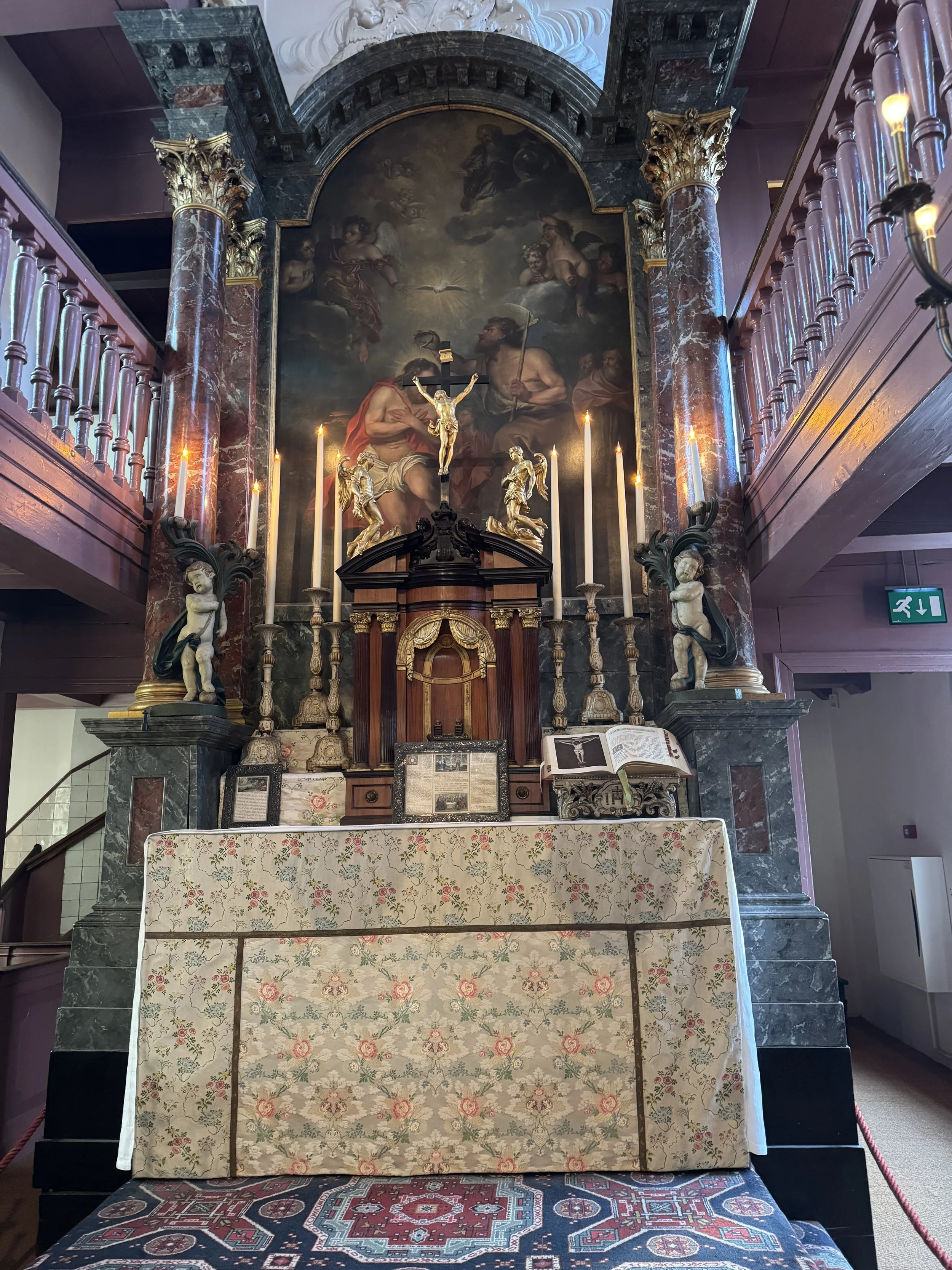 Altar and ornate interior of the attic church at Museum Ons’ Lieve Heer op Solder in Amsterdam