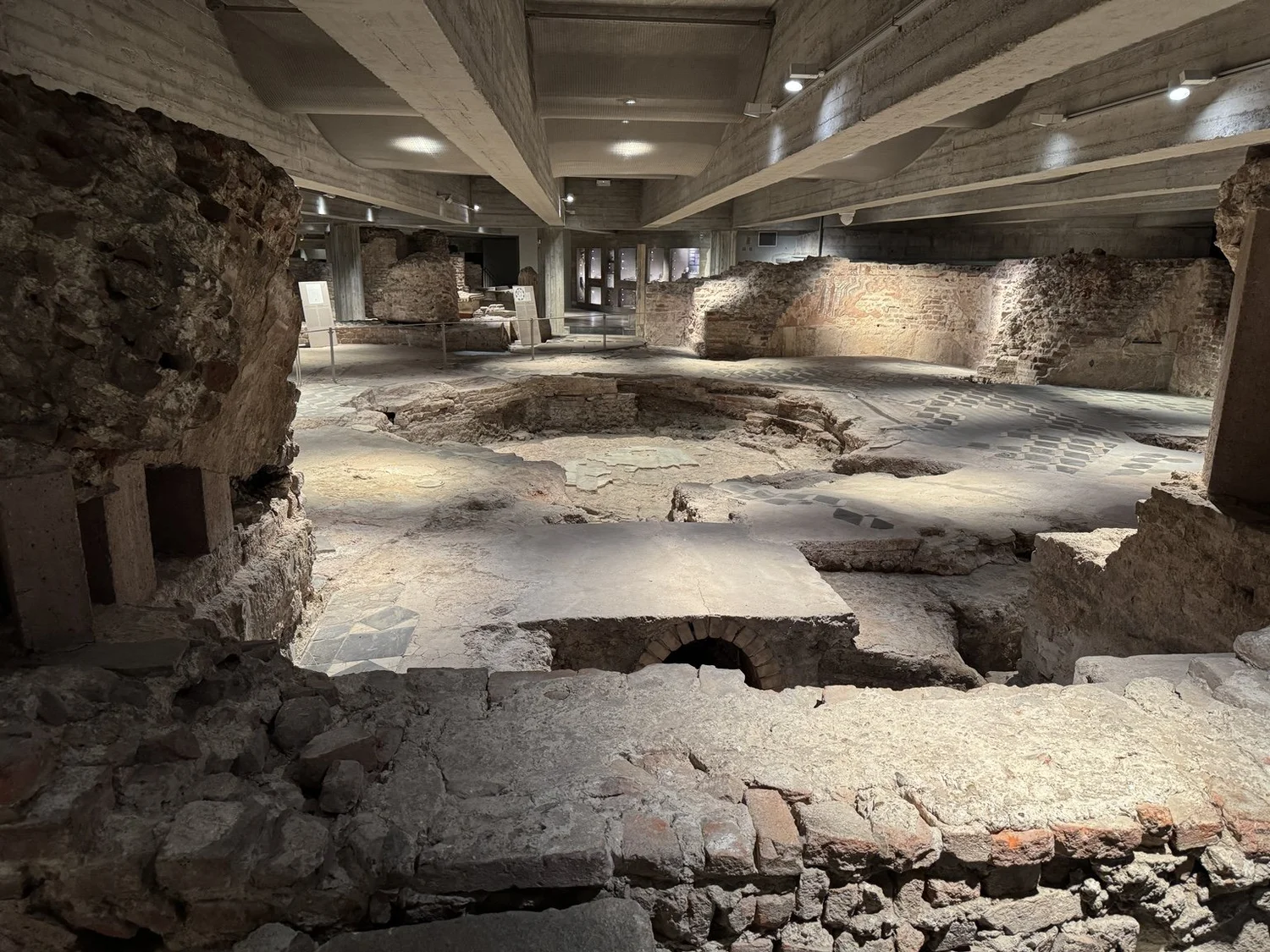 Ancient archaeological ruins beneath the Duomo di Milano in Milan, Italy