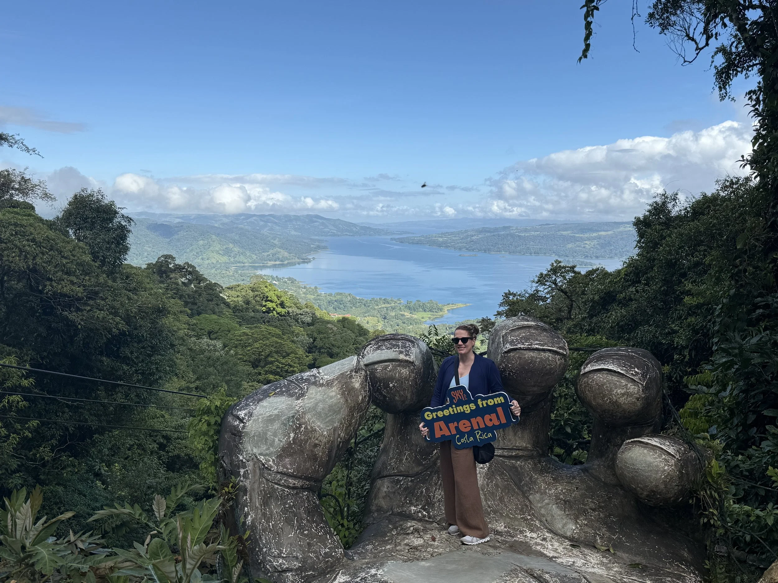 Viewpoint at Sky Adventures overlooking Lake Arenal and surrounding rainforest.