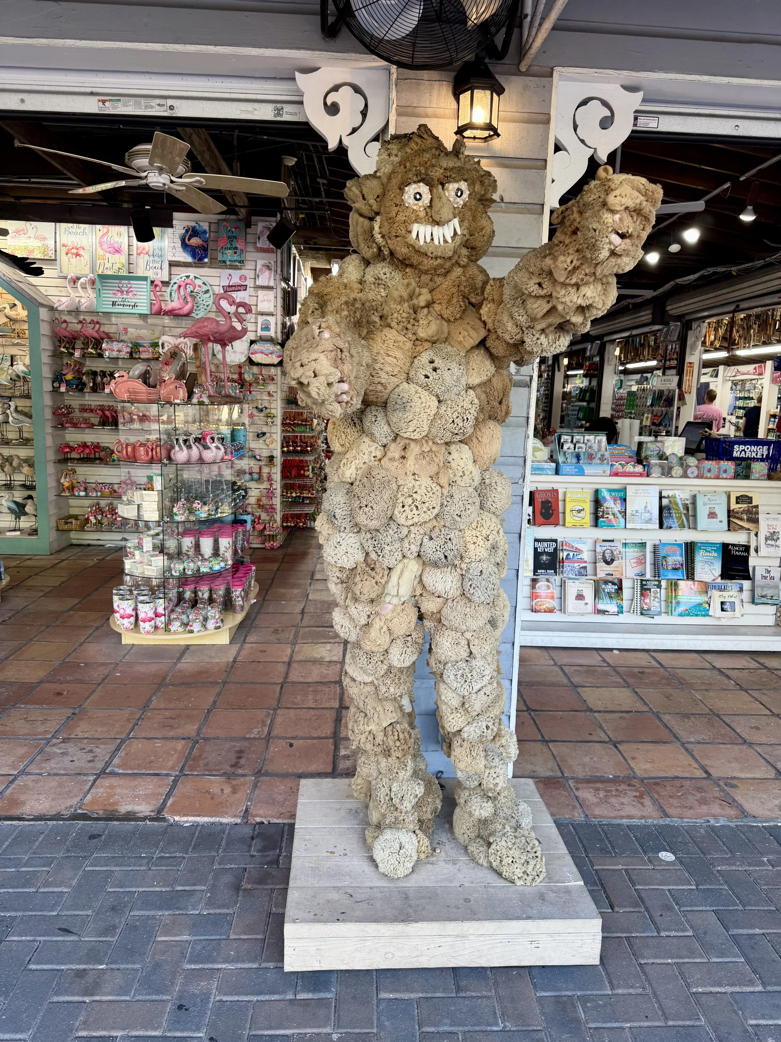sponge sculpture outside a souvenir shop near Duval street in key west florida