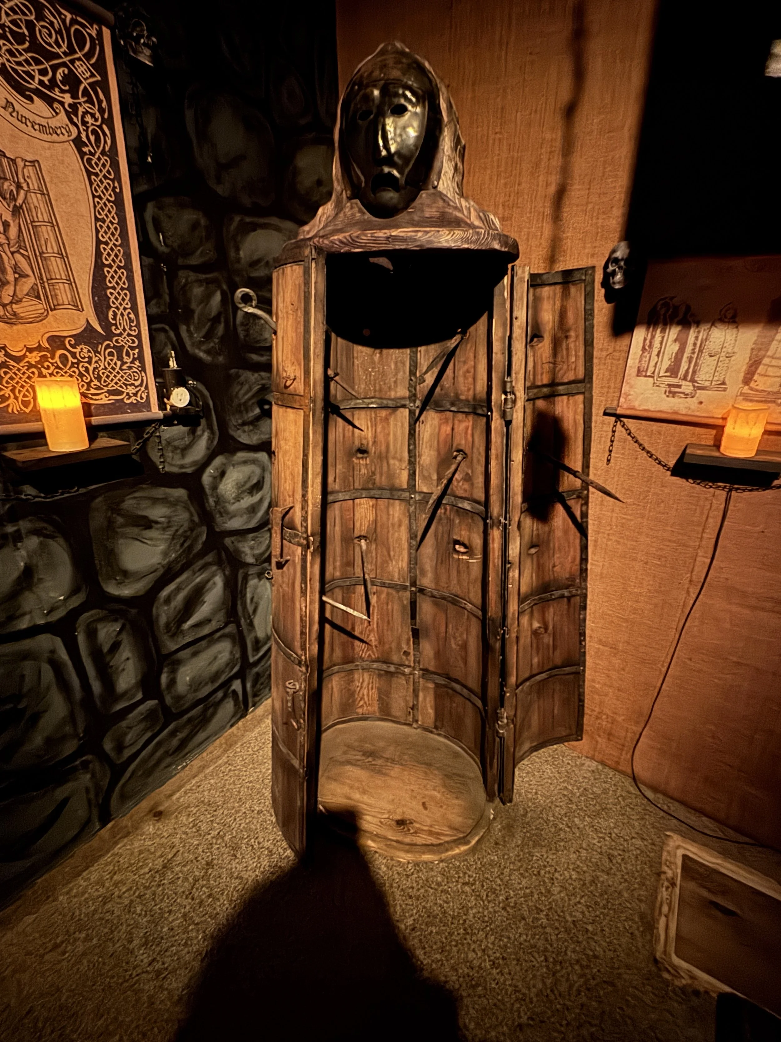 Replica torture device display inside the Medieval Torture Museum in St. Augustine.