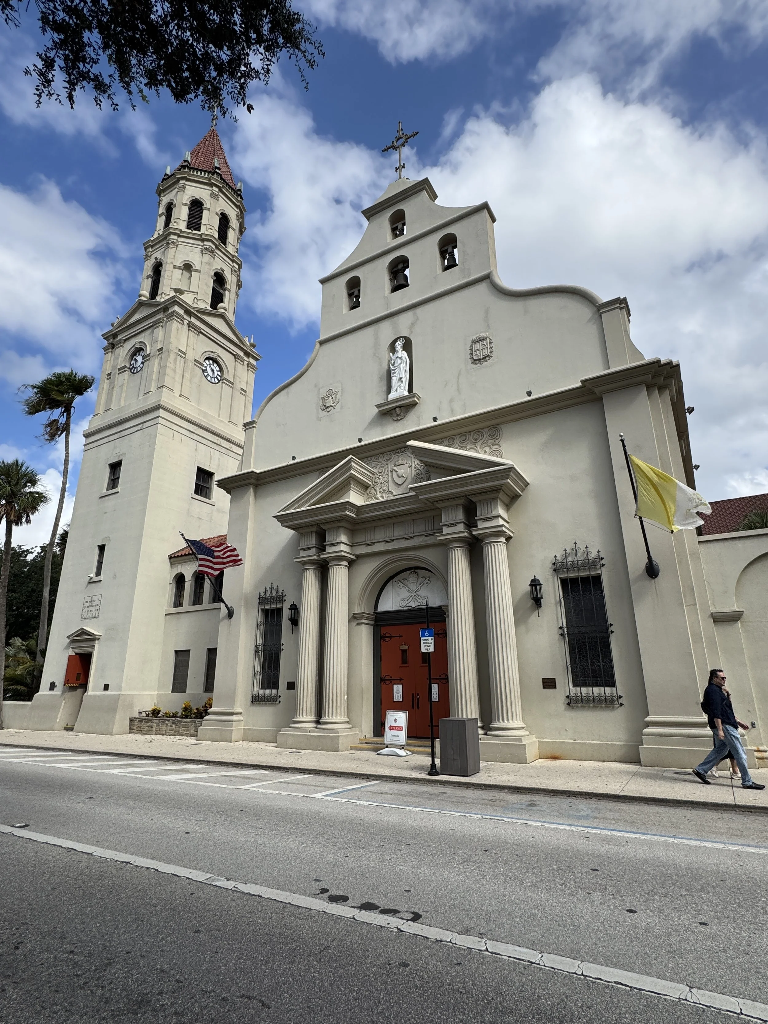Exterior of the Cathedral Basilica of St. Augustine in historic downtown St. Augustine Florida.