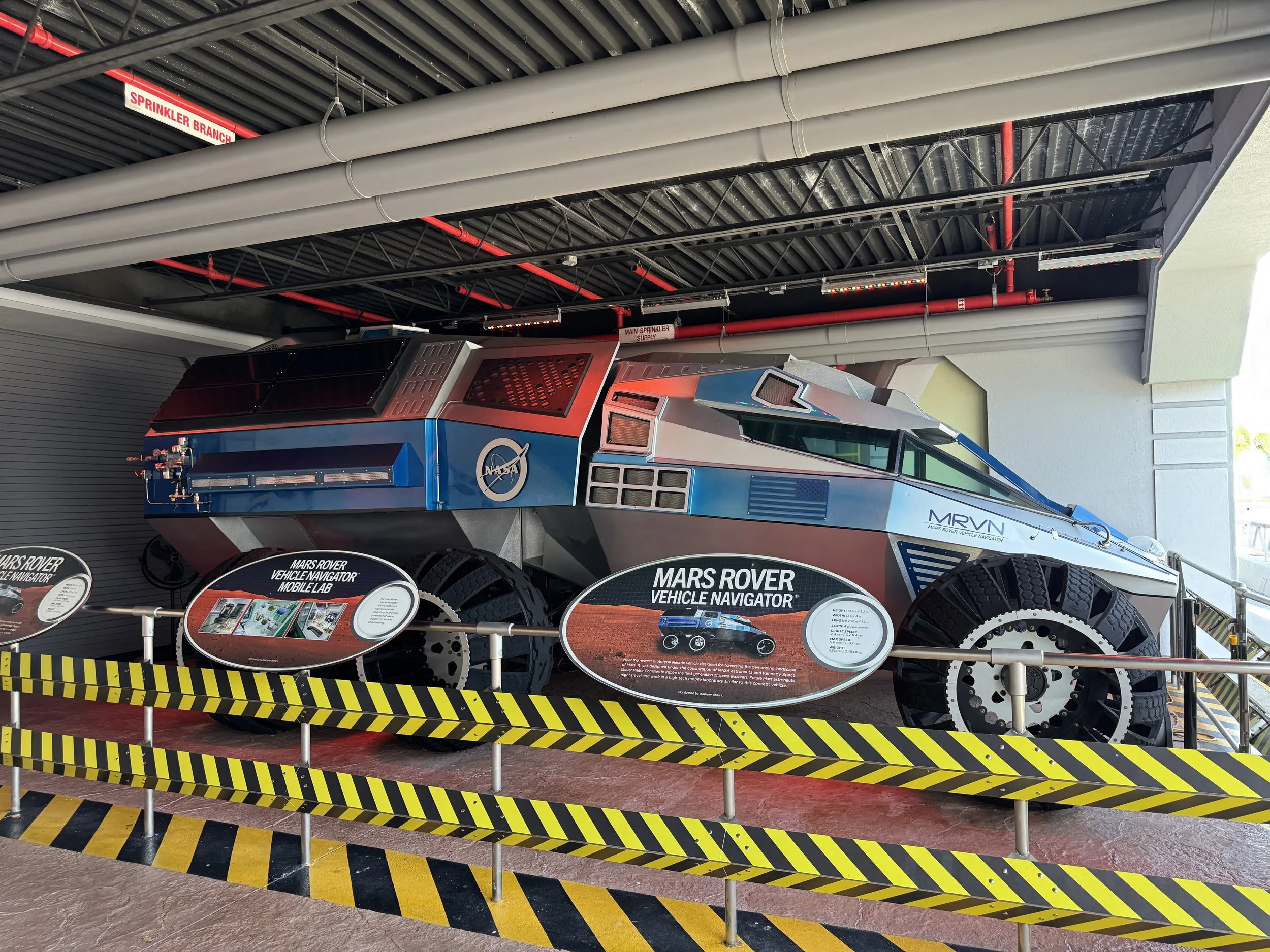 Mars rover prototype exhibit displayed inside the Kennedy Space Center Visitor Complex.