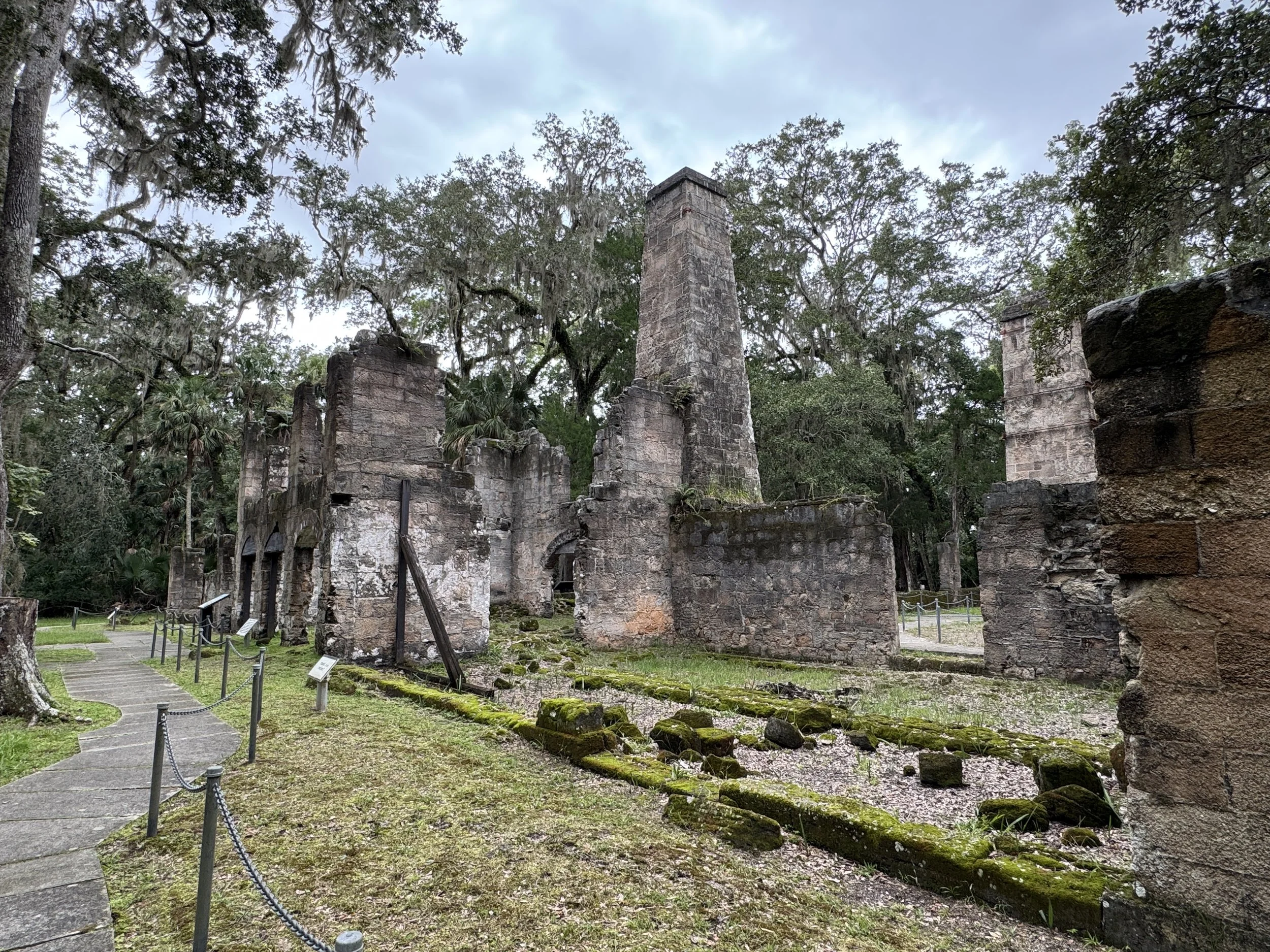 Ruins of the historic sugar mill at Bulow Plantation Ruins Historic State Park in Flagler Beach Florida.