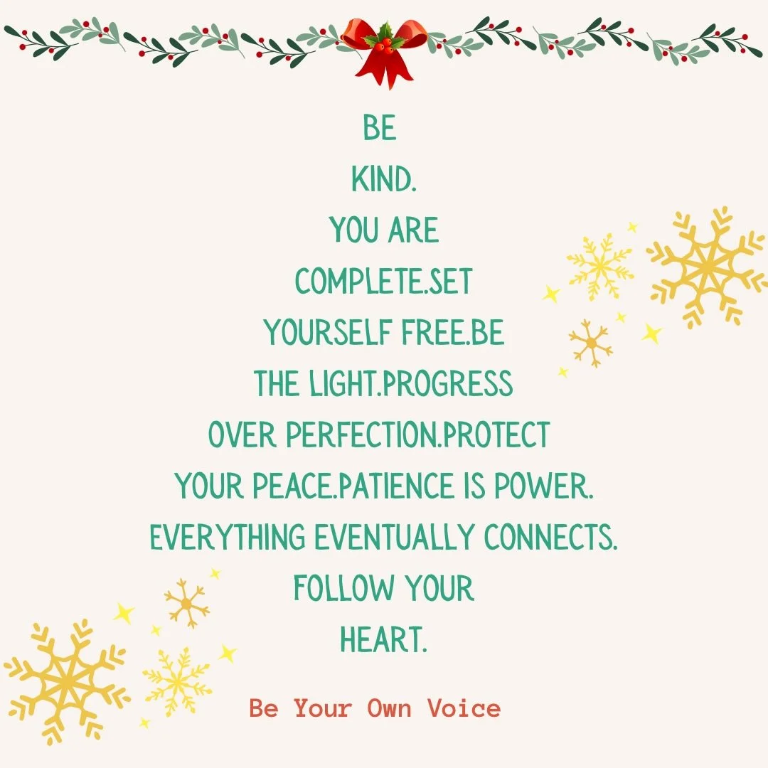 Merry Christmas 🎄🎁 ❤️

This holiday season, let&rsquo;s gift ourselves the mindset that takes us closer to embracing our authentic voice 💝

Sending love and light your way ✨✨✨

#beyourownvoice