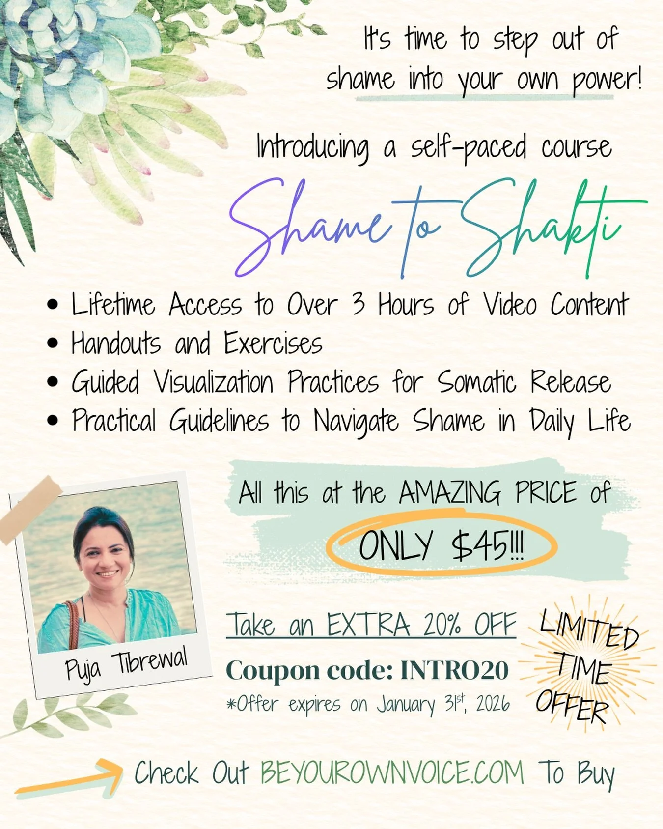 Click the link in the bio for more details ❤️

This course is the result of my labor of love and deep learning on the topic of shame. Most of us feel that shame is that big bad episode which happened to us when we were kids or it&rsquo;s something th