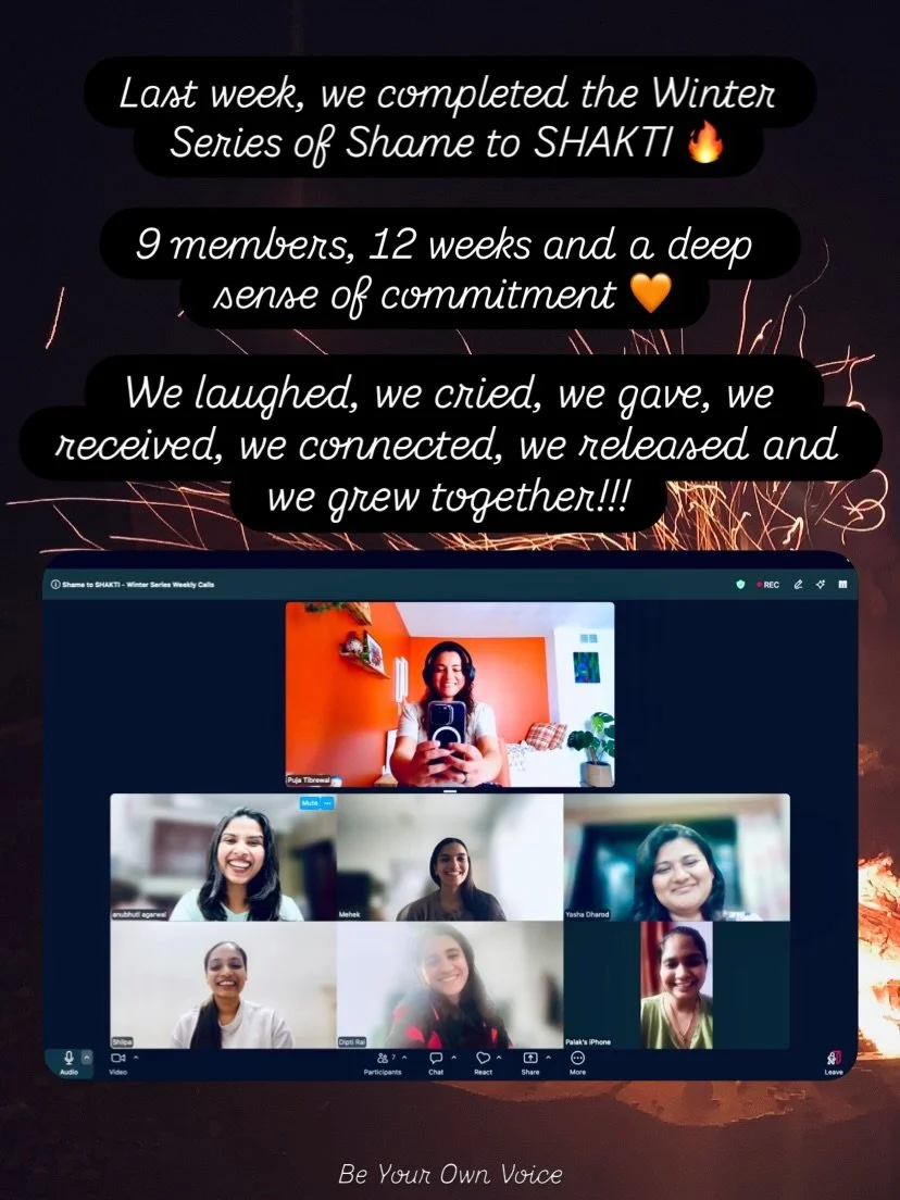 Shame to SHAKTI Winter Series - 3 month intensive group program was concluded last week with all of us feeling a sense of a NEW beginning in our hearts ✨✨✨

This space has been a gift from my lineage, from our lineage - it  is a place that creates th