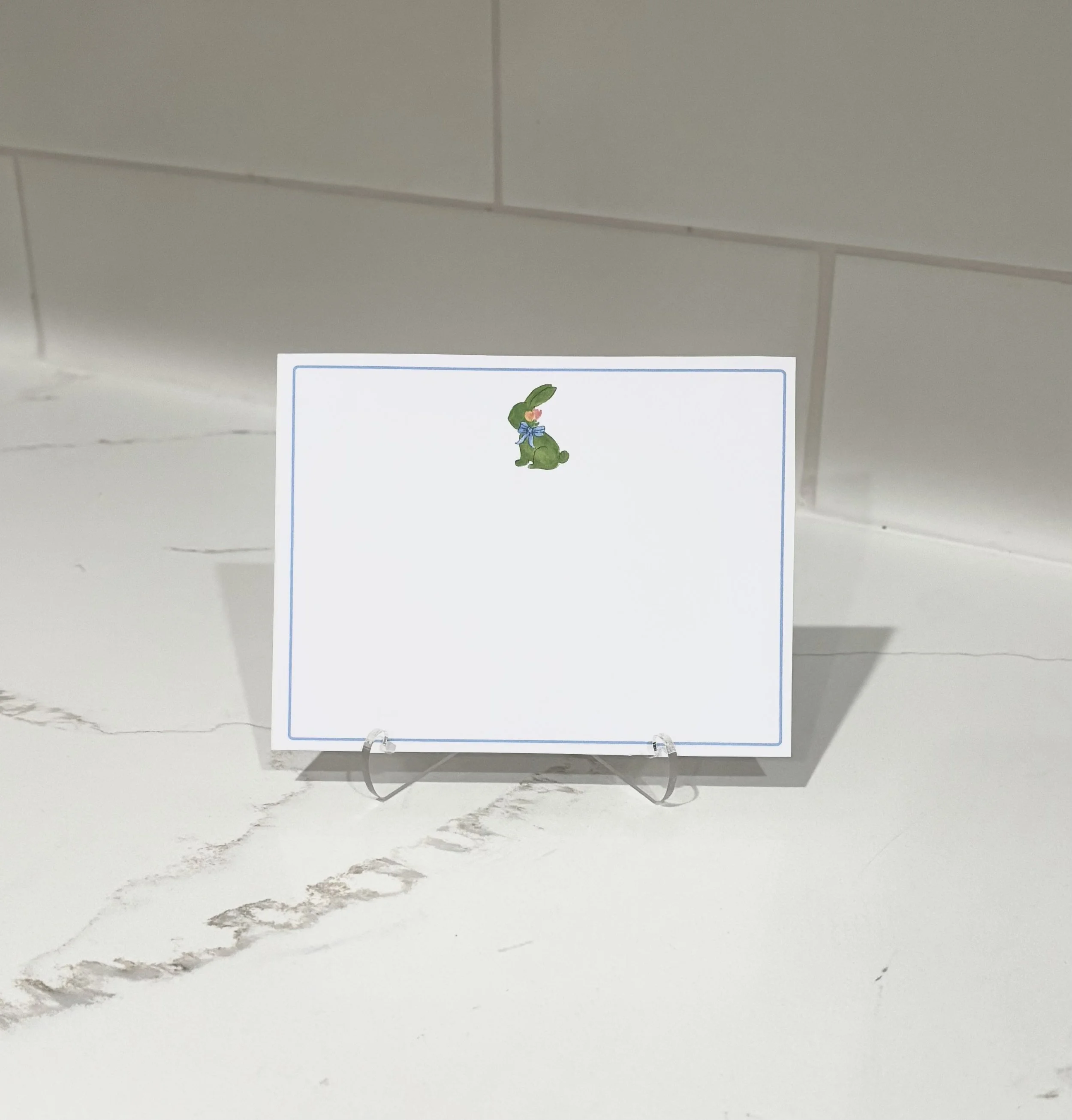 Easter Bunny with Bow 4x5 Flat Notecard