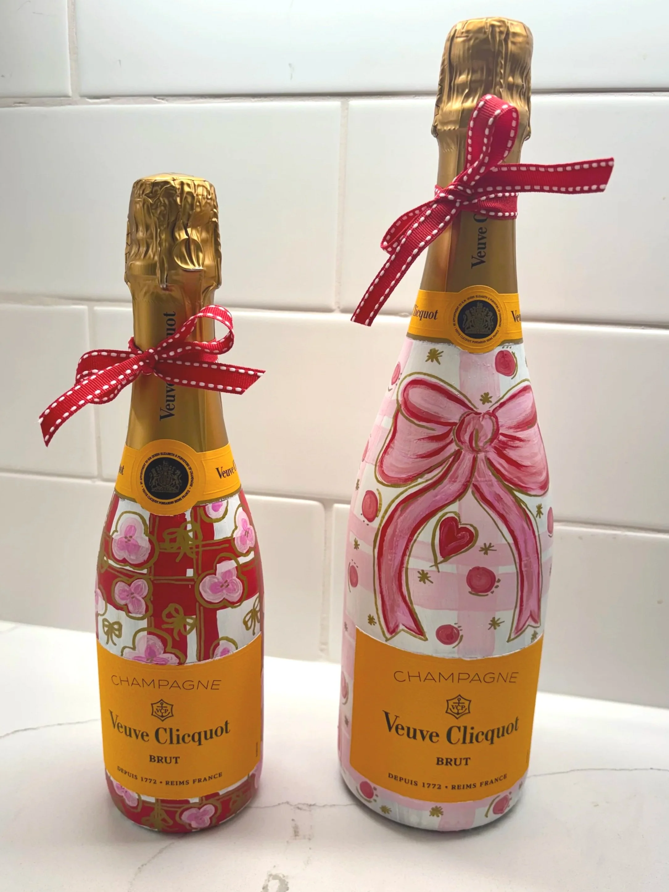 Hand-Painted Bottle of Champagne