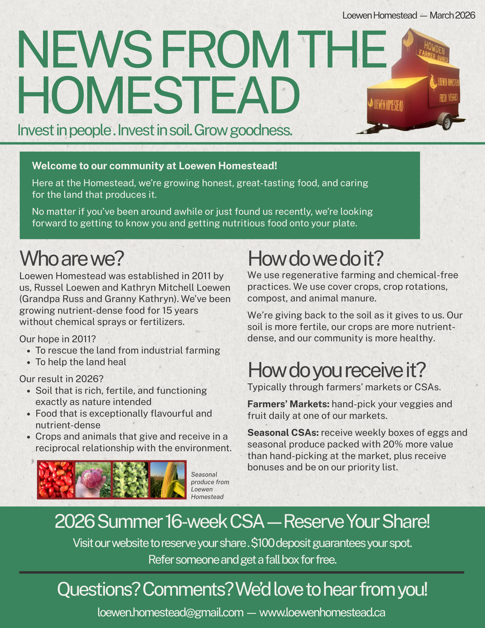 March 2026 Newsletter: Farming Homestead