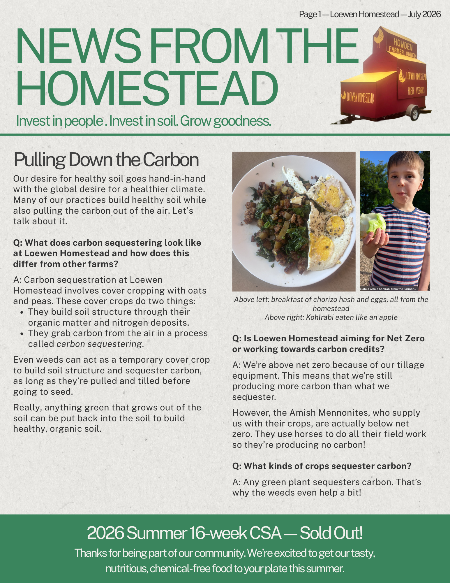 July 2026 Newsletter: Farming Homestead
