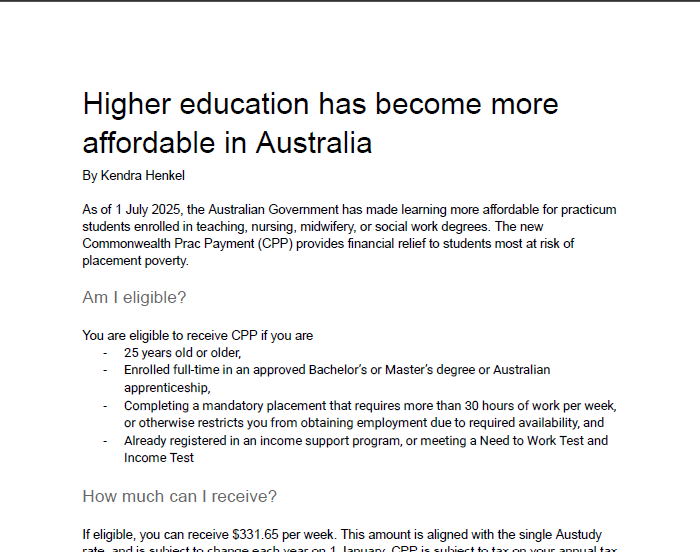 News Article: Australia Education