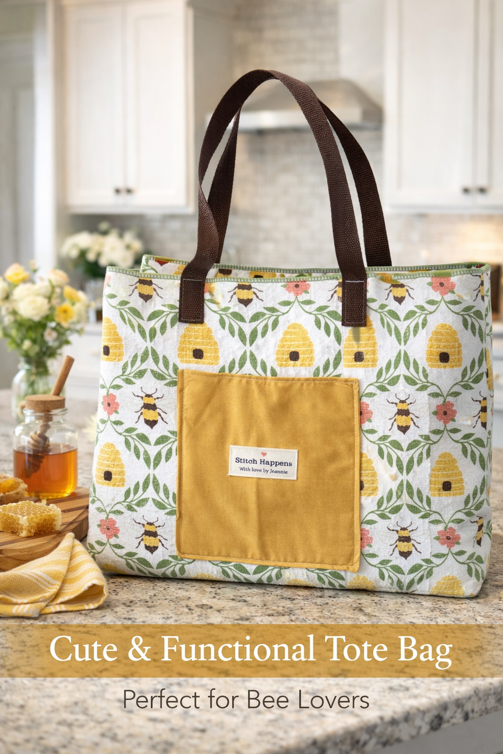 Handmade Honey Bee Tote Bag