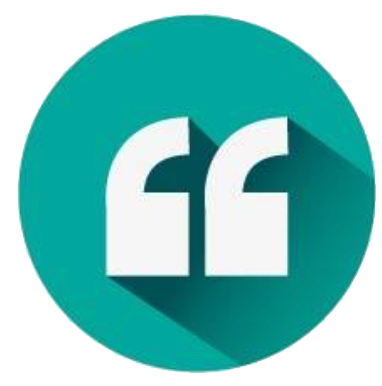 Quotation marks icon inside a teal circle