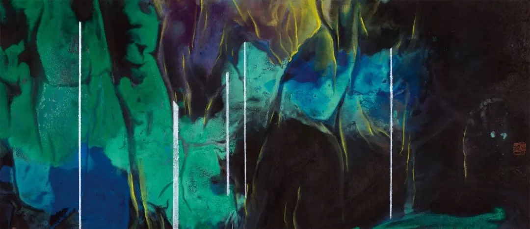 Transcendent Zen, 2020, mineral pigment and ink on xuan paper, panoramic format