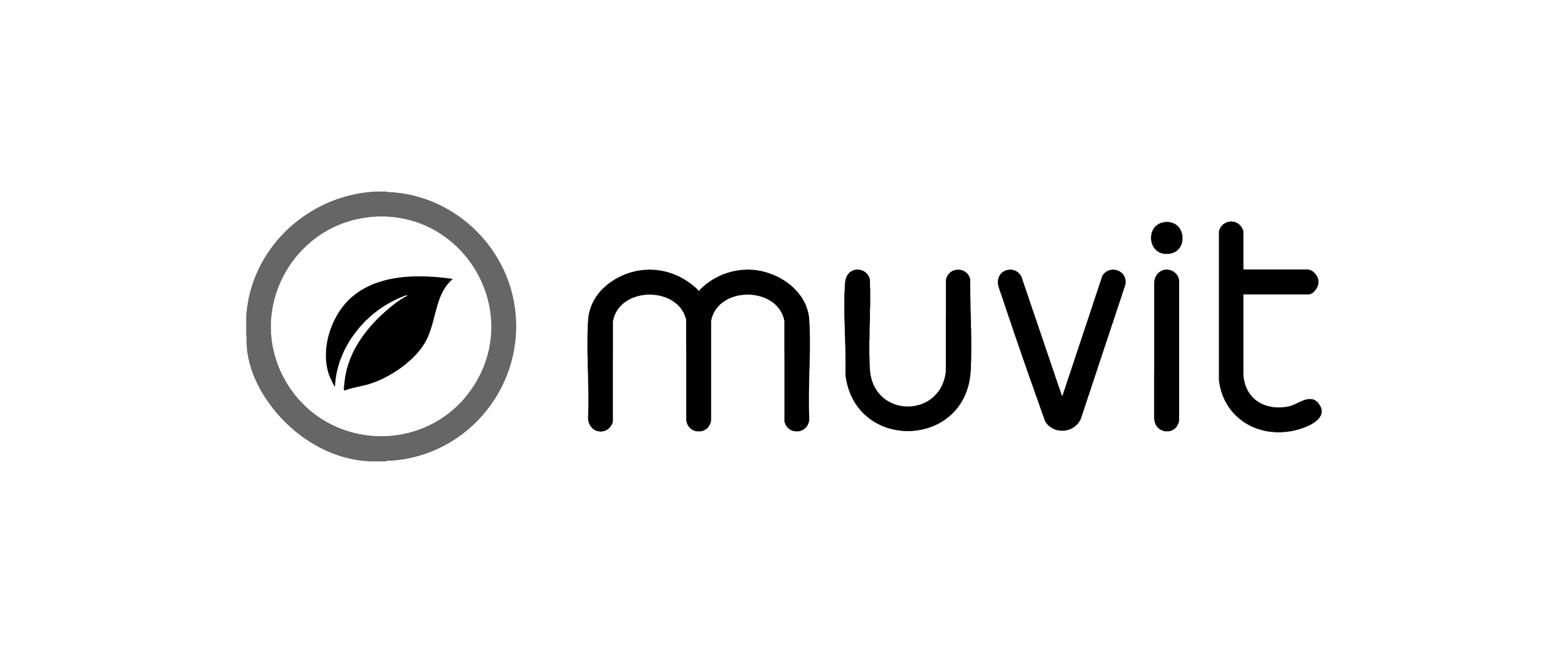 Muvit logo with a leaf inside a circle
