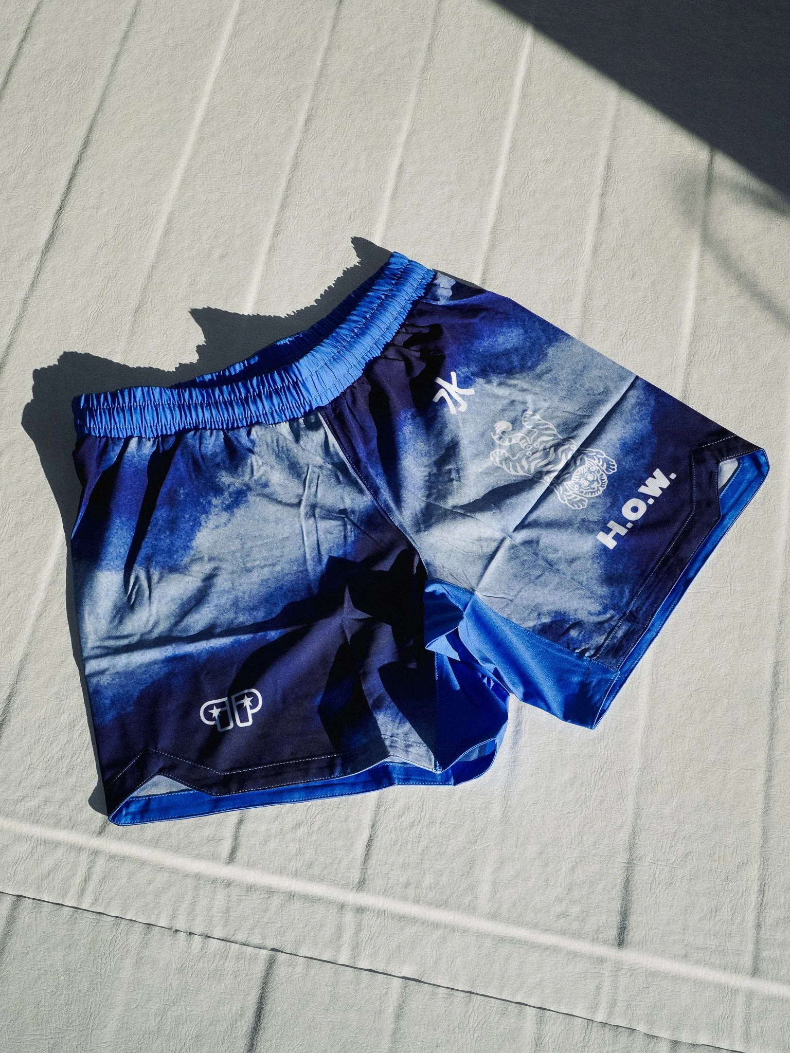 White Wash Fight Shorts in Indigo