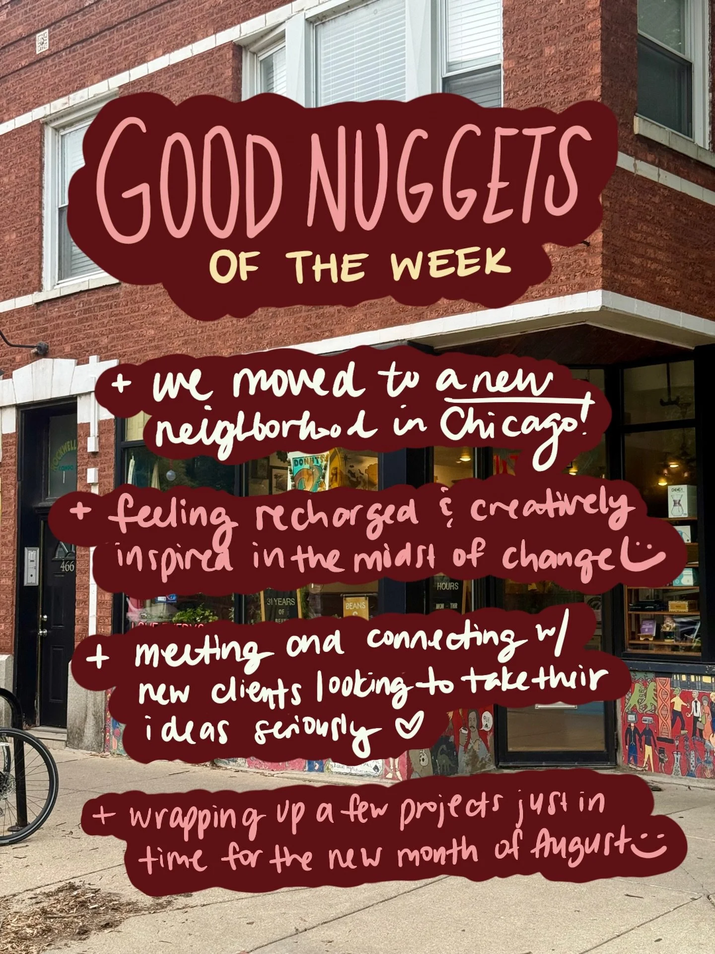 Weekly round up of Good Nuggets, from our notepad 📝 🥳

We&rsquo;re in a big phase of transition right now, but we&rsquo;re excited and ready for what&rsquo;s to come! 

We hope you&rsquo;ve had a lovely week, and enjoy your weekend of rest. On Mond