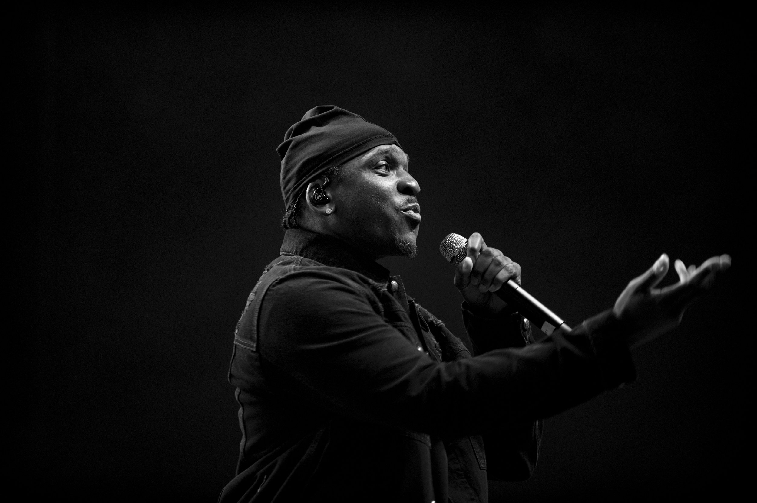 Pusha T on stage during Home For the Holidays Night 1 at The Dome in Virginia Beach