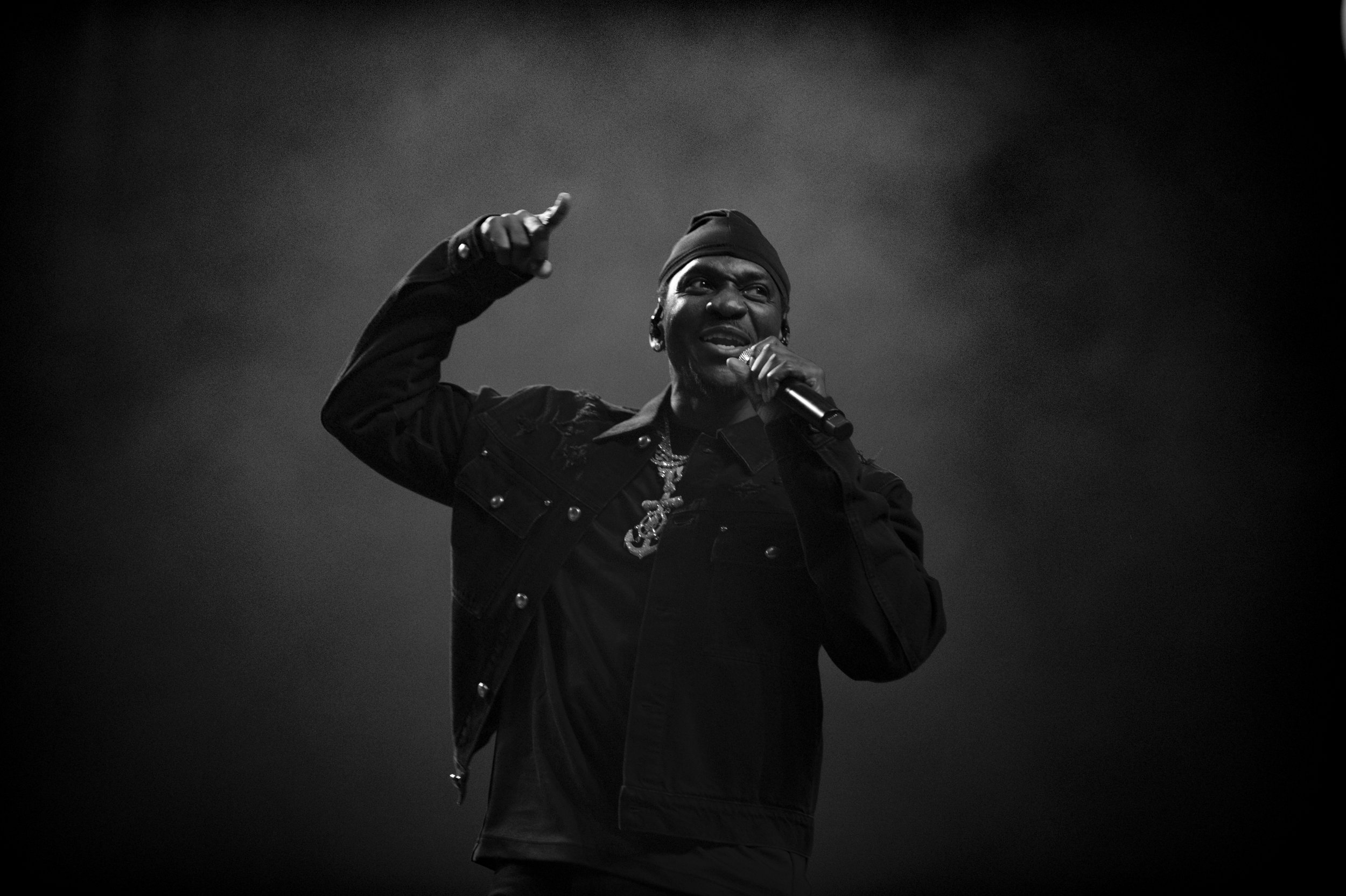 Pusha T on stage during Home For the Holidays Night 1 at The Dome in Virginia Beach