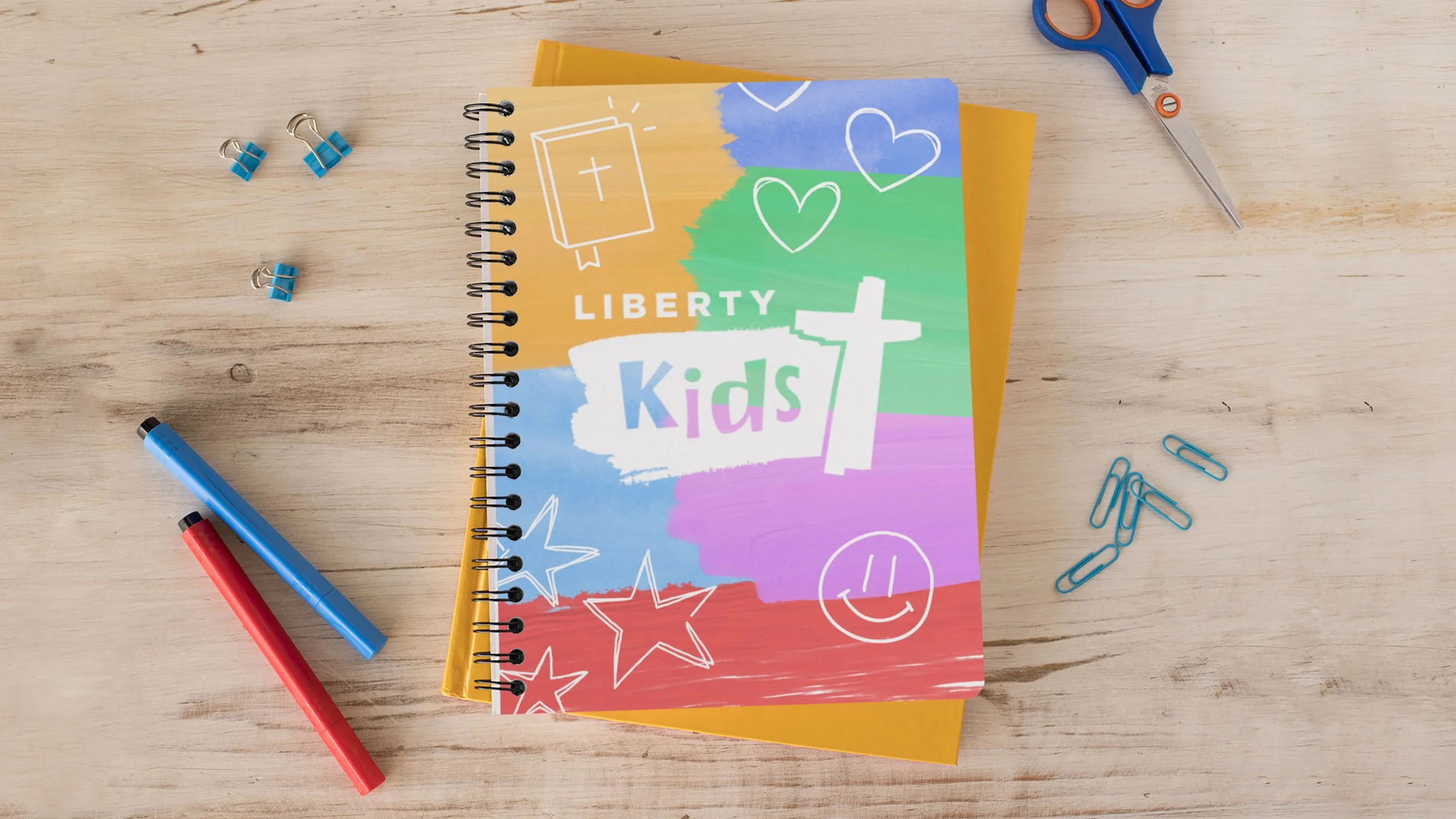 Notebook design; white logo