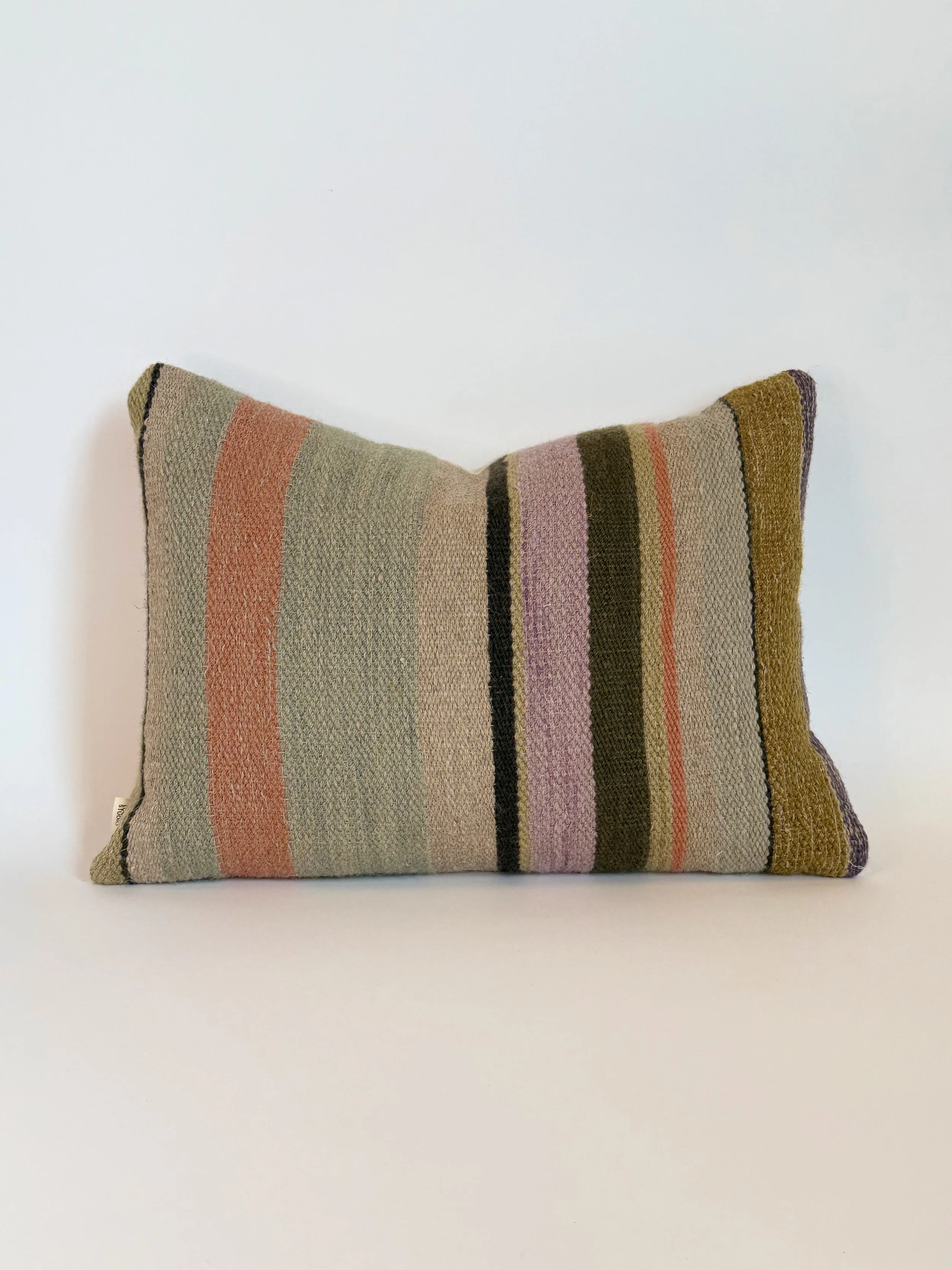 Handwoven multi stripe cushion 50x35cm