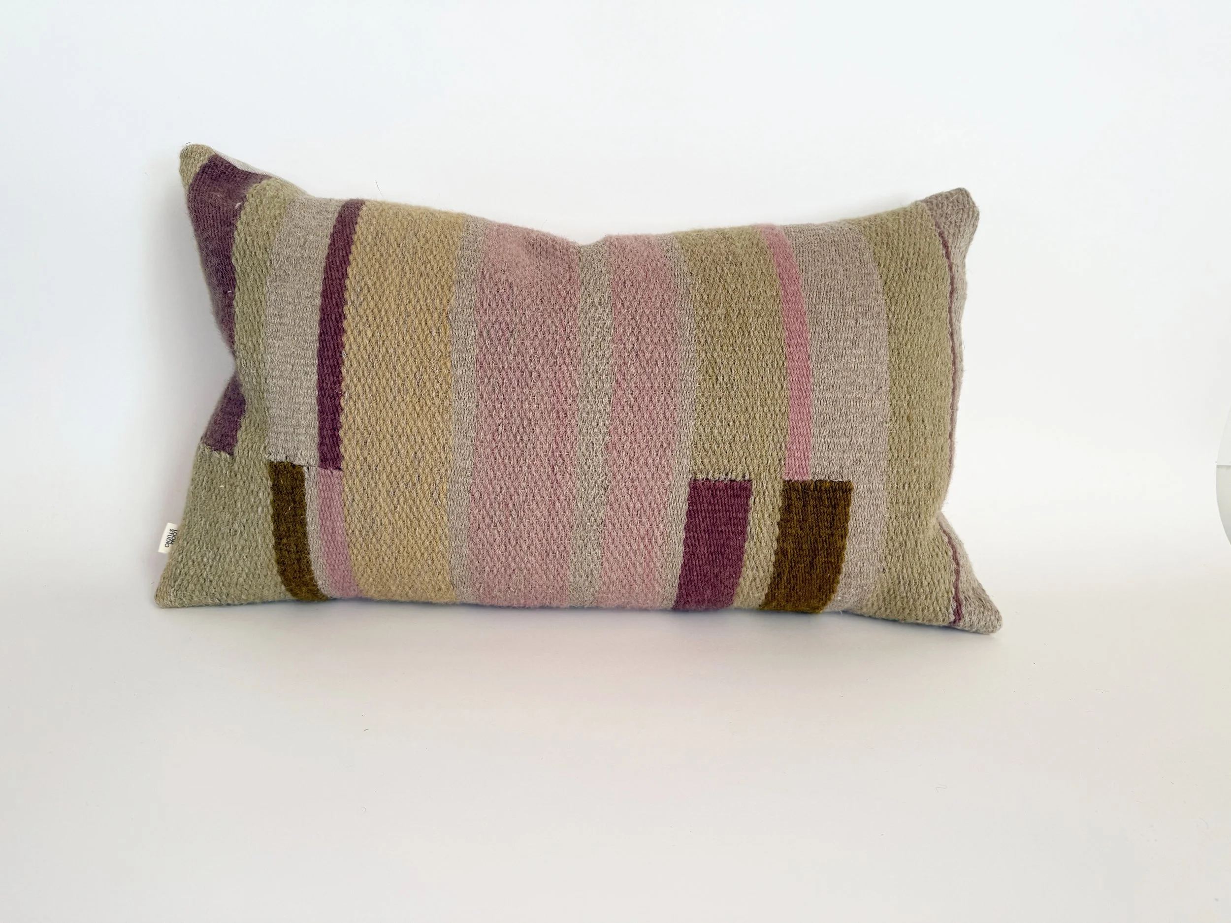 Handwoven lumbar block & stripe cushion 60x35cm