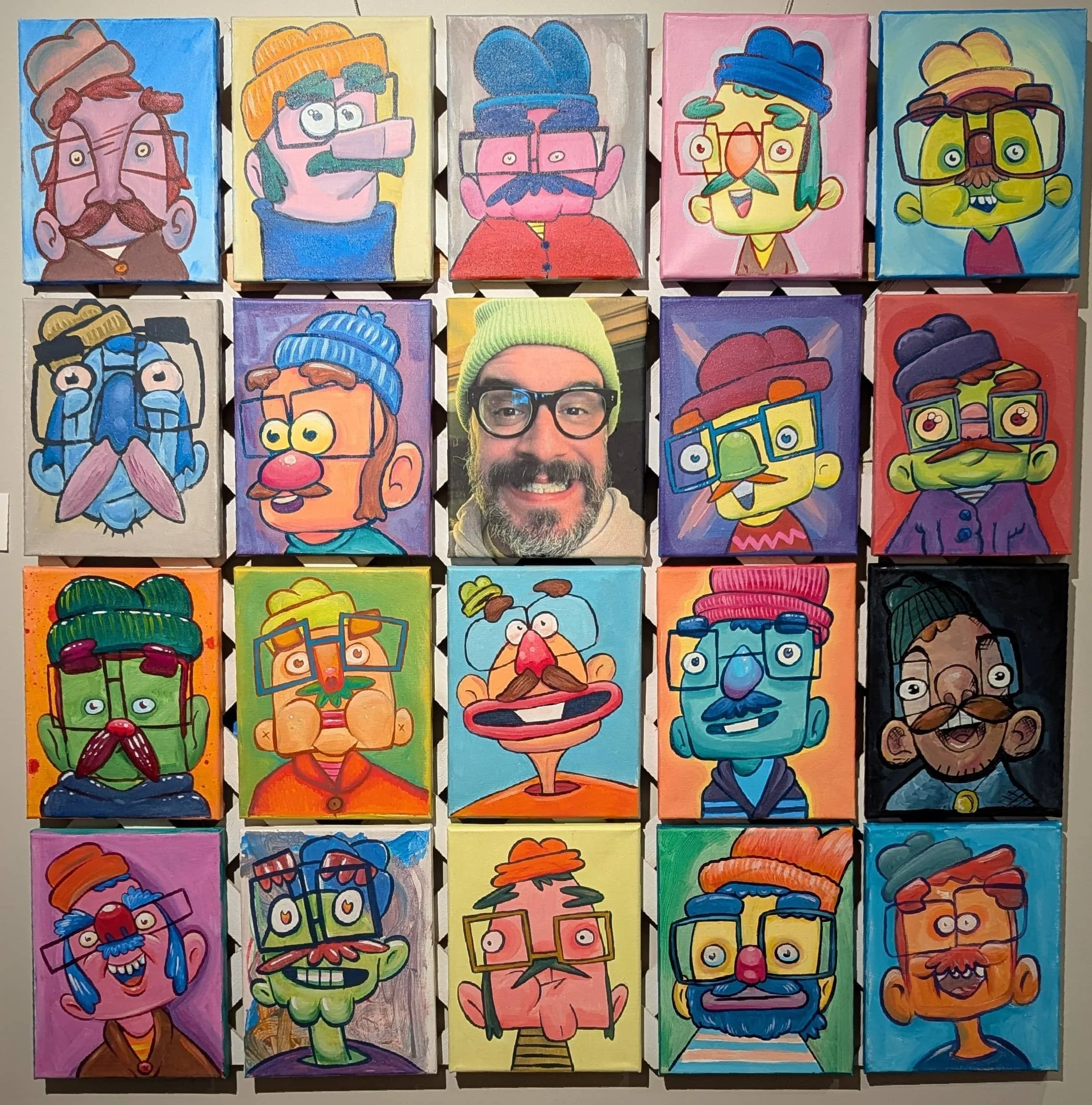 Jon and a bunch of little self-portraits