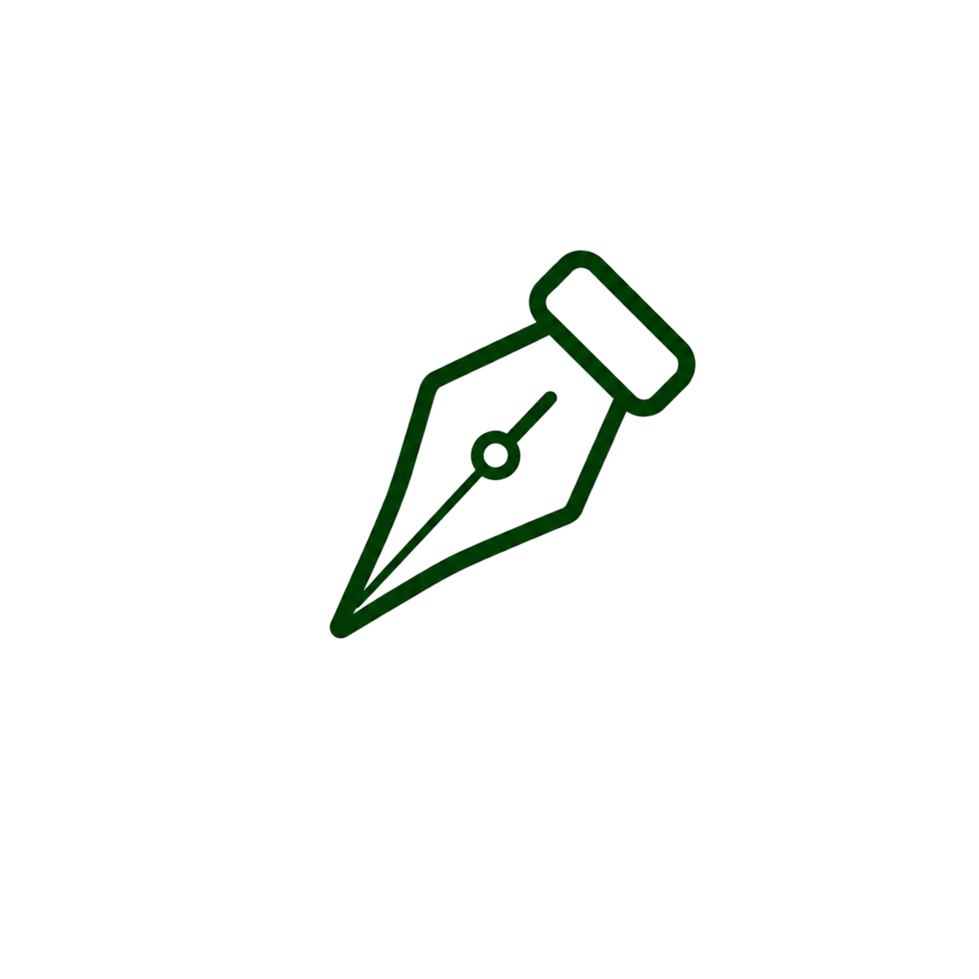 Neon green outline of a fountain pen on a black background.