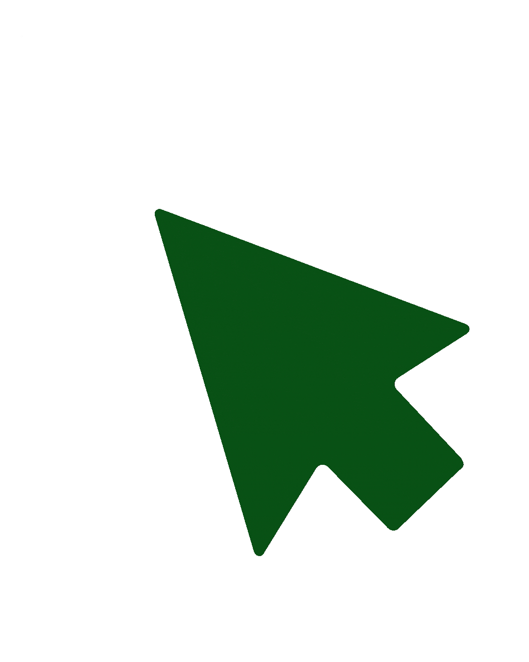 A green computer cursor arrow icon on a dark gray background.