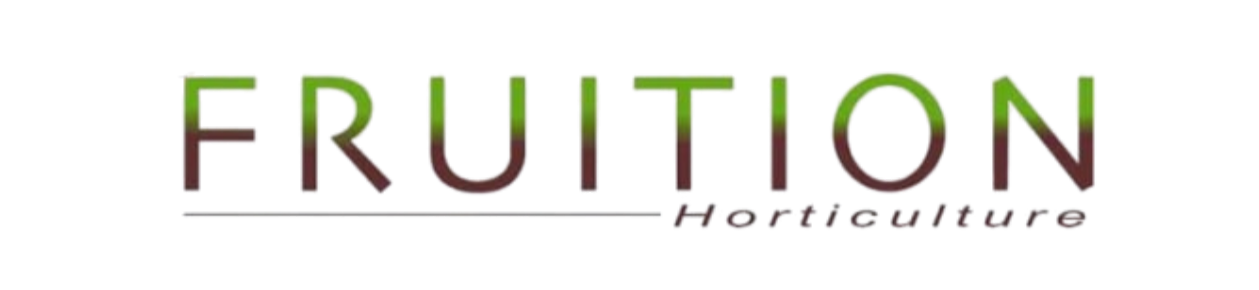 Colorful 3D text spelling 'Fruition' with a subtitle 'Horticulture' underneath.