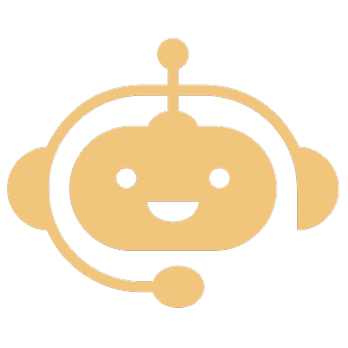 Cartoon mascot of a smiling robot wearing a headset.