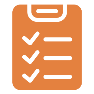 A clipboard with a checklist featuring three checkmarks and blank lines.