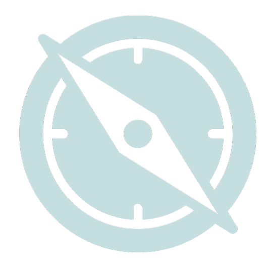 Icon of a light blue compass with a needle pointing northwest.