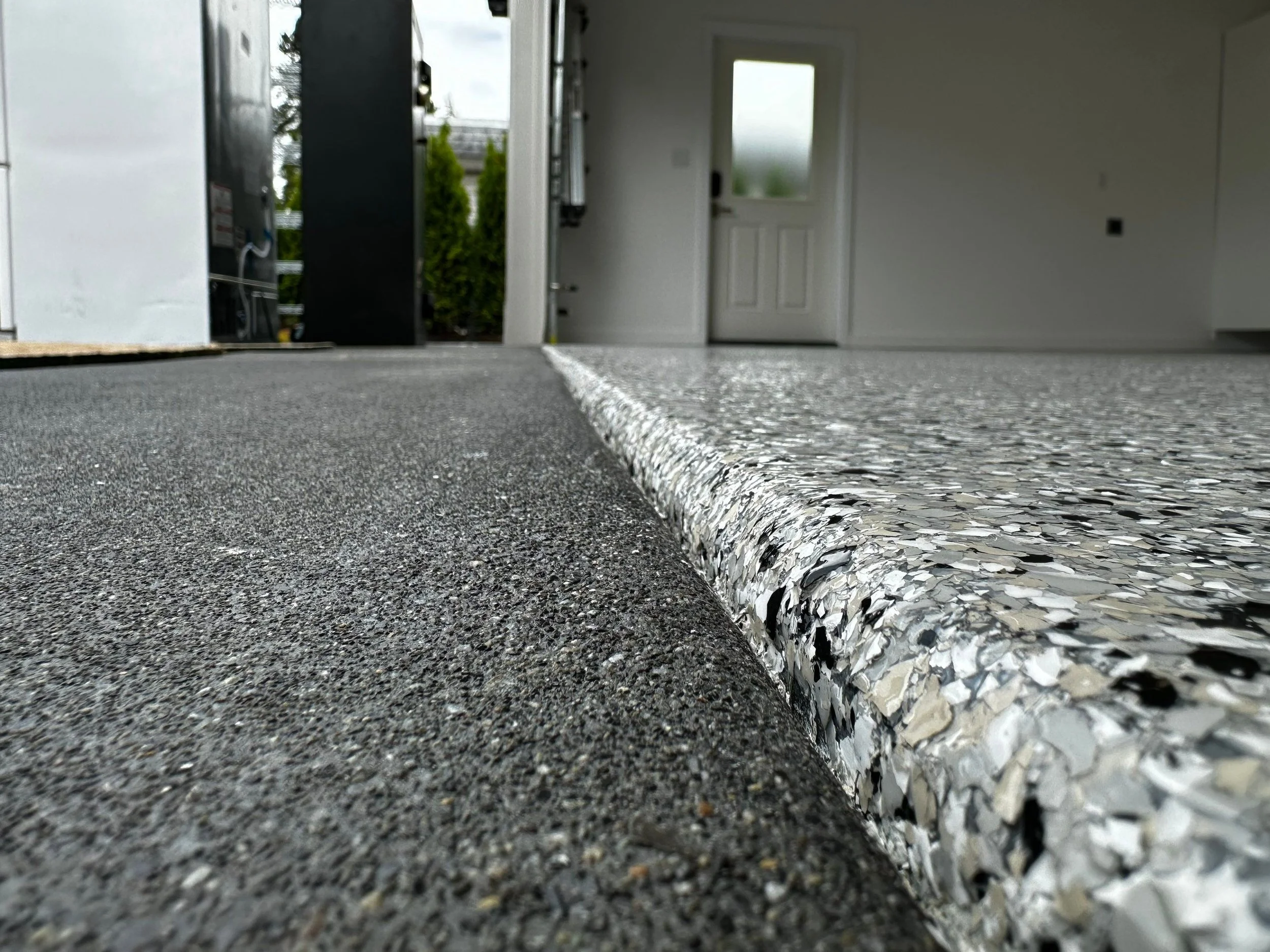Garage Lip Coated with Cabin Fever Flake