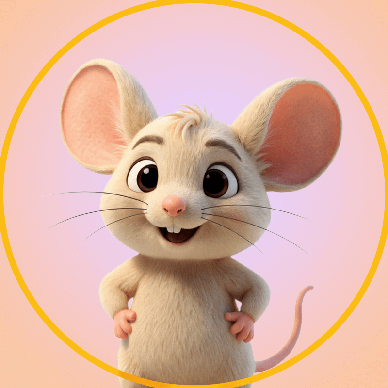 Peppi the mouse -- loyal companion in Tsutsu the Kitten animated series by Monella Kaplan
