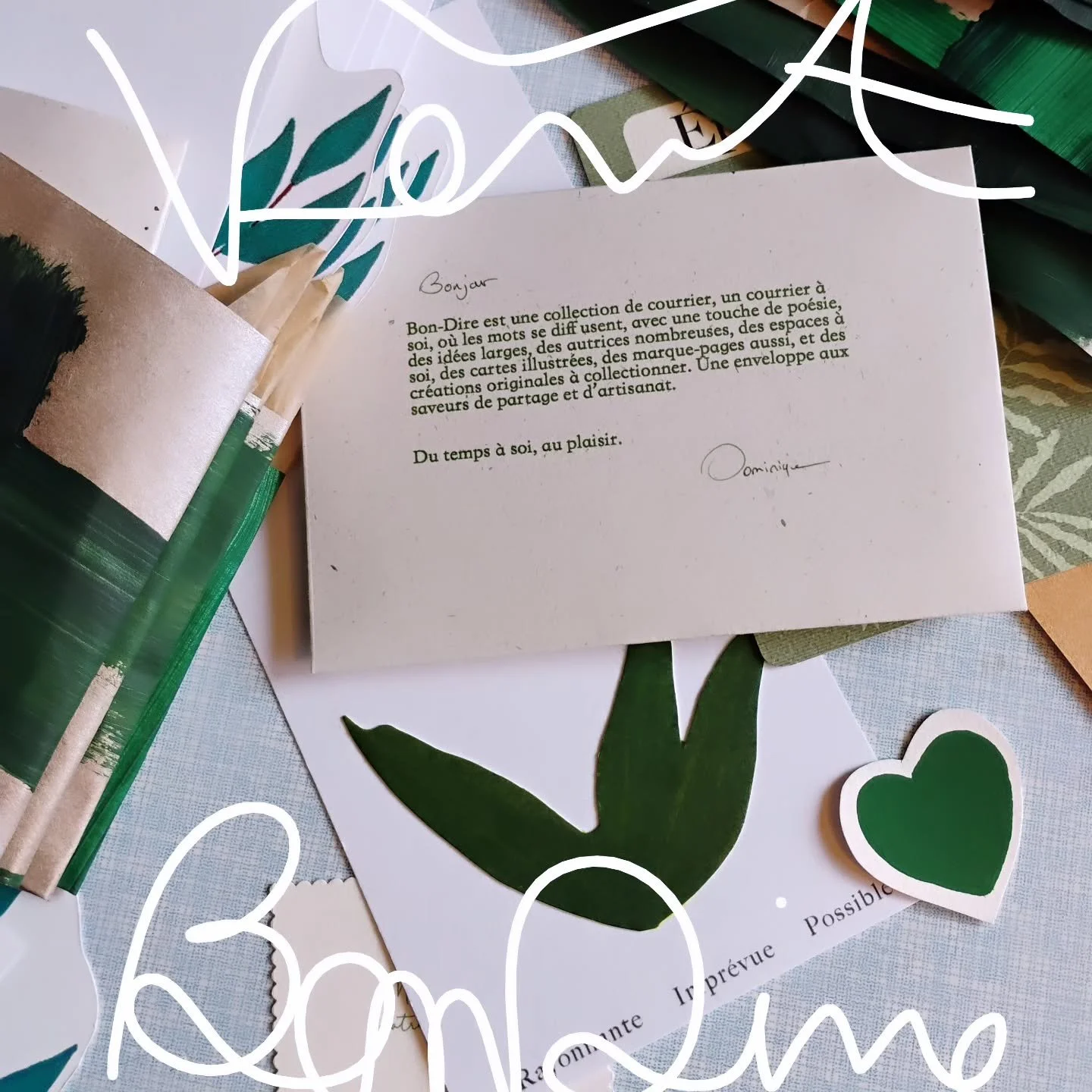 💚 je vous pr&eacute;sente le courrier vert 

💌 Un courrier po&eacute;tique de la collection BonDire 

🙏Suivez le lien en description 

#bondire #courrierpostal #snailmail #artistefemme #boheme