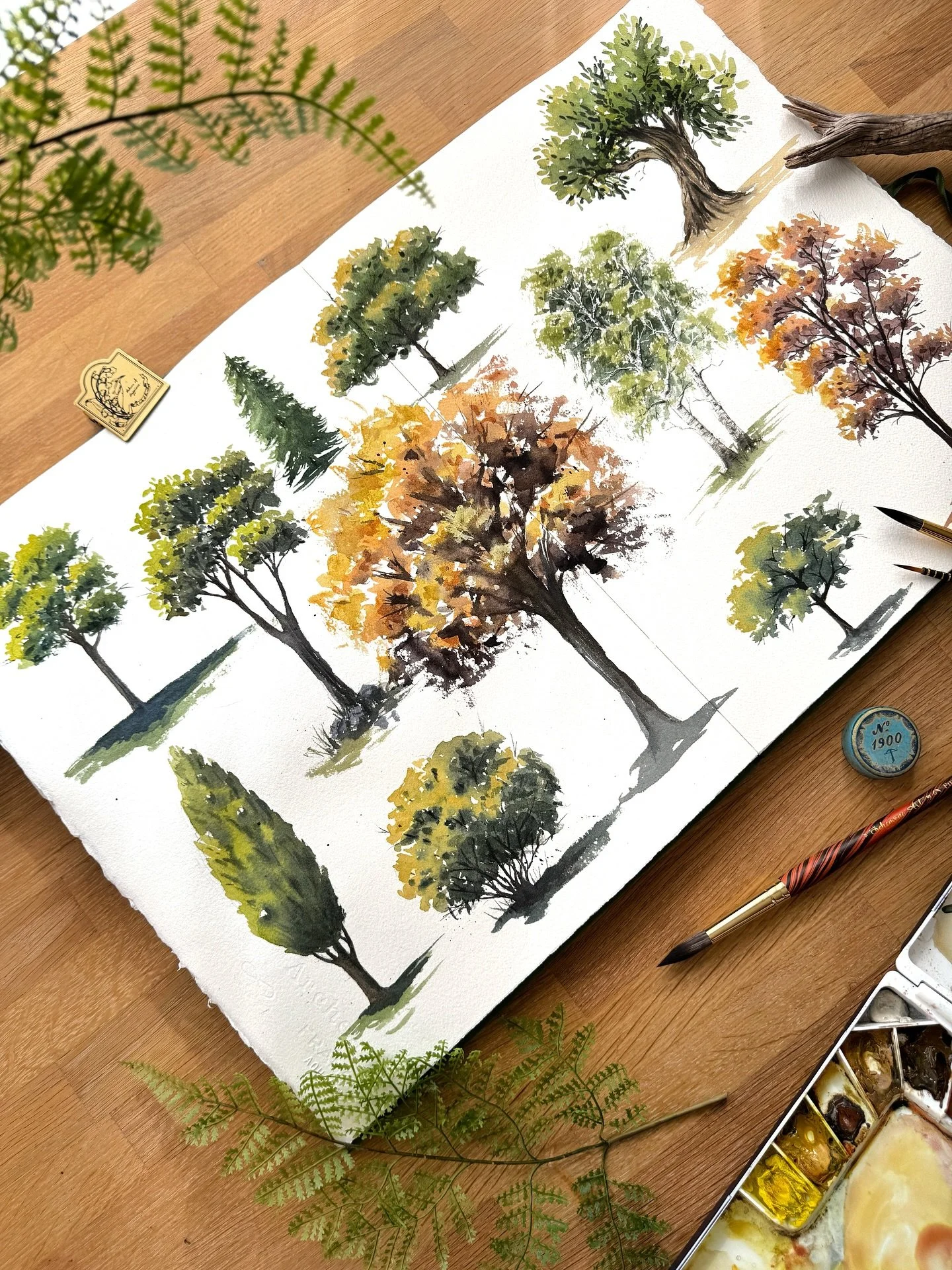 Trees have personalities too🥰 soft, strong, twisted, delicate 🌴 🌳🌲 . I love capturing them in watercolor. 

Which one is your favorite?

#watercolortrees #inspiredbynature #wasserfarben #watercolorsketchbook #sketchbookpages #schimoniartbrushes