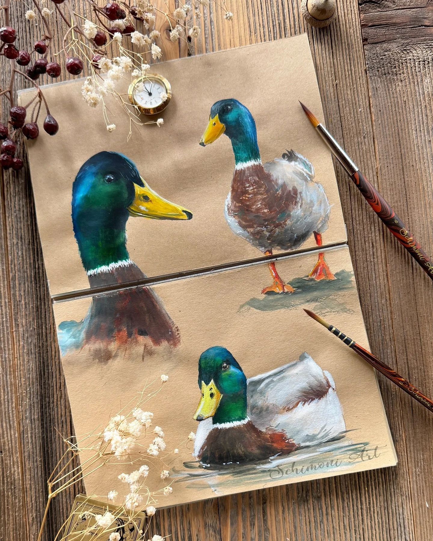 A new addition to my  animal collection: 🦆 

Gouache on toned paper 

#gouachepainting #gouacheillustration #gouache #animalillustration #ducks #sketchbook #schimoniartbrushes #sketchbookartist