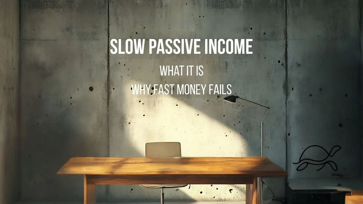 What slow passive income is and why fast money strategies usually fail long term