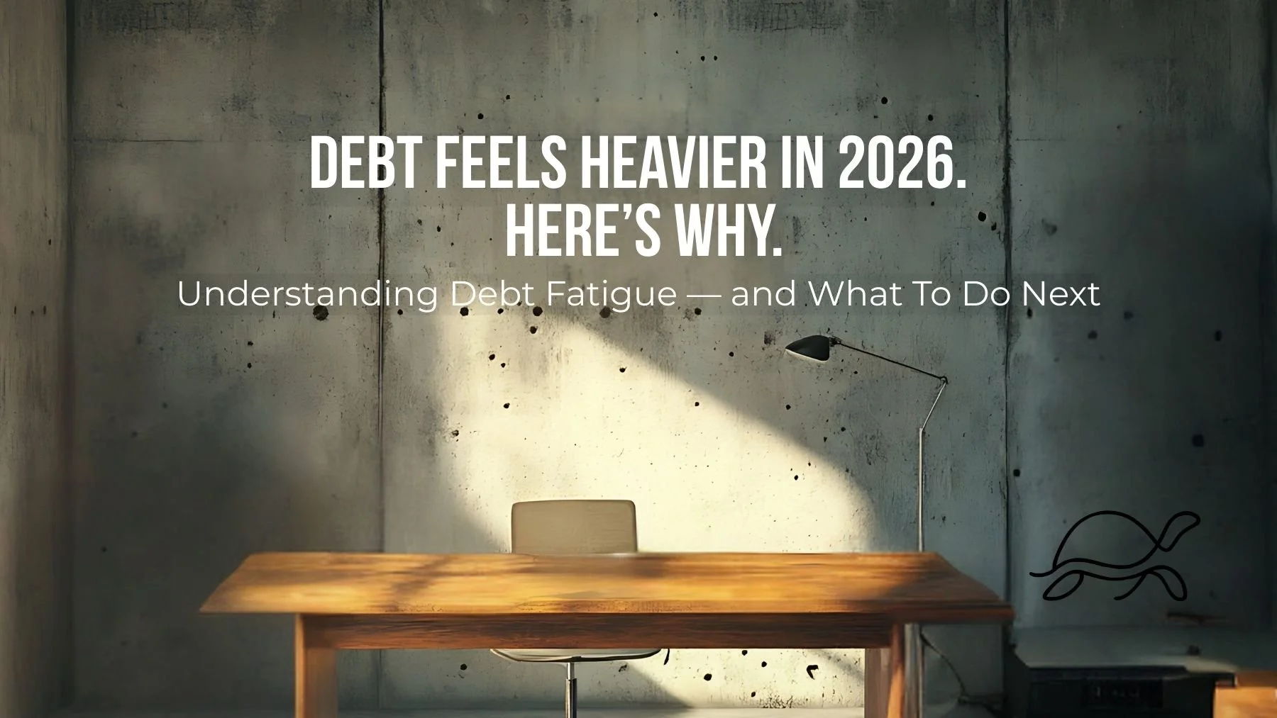 Graphic titled “Debt Feels Heavier in 2026,” covering debt fatigue, interest rates, inflation and financial stress.
