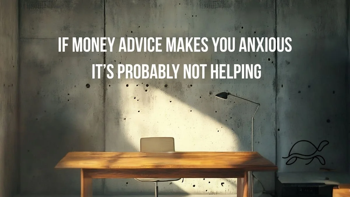 If money advice makes you anxious, it’s probably not helping — a grounded Slow Money guide to calm financial habits, clarity, and long-term progress.