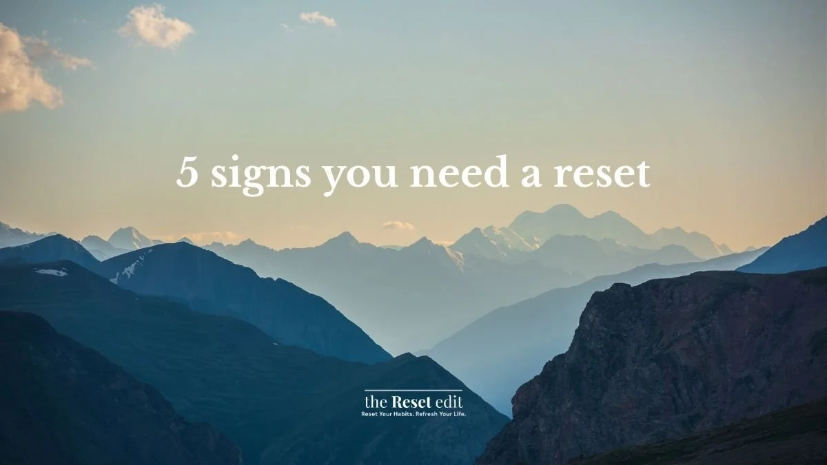 Lifestyle reset checklist concept with a calm home scene showing a notebook, tea, and a phone face down for a fresh start routine