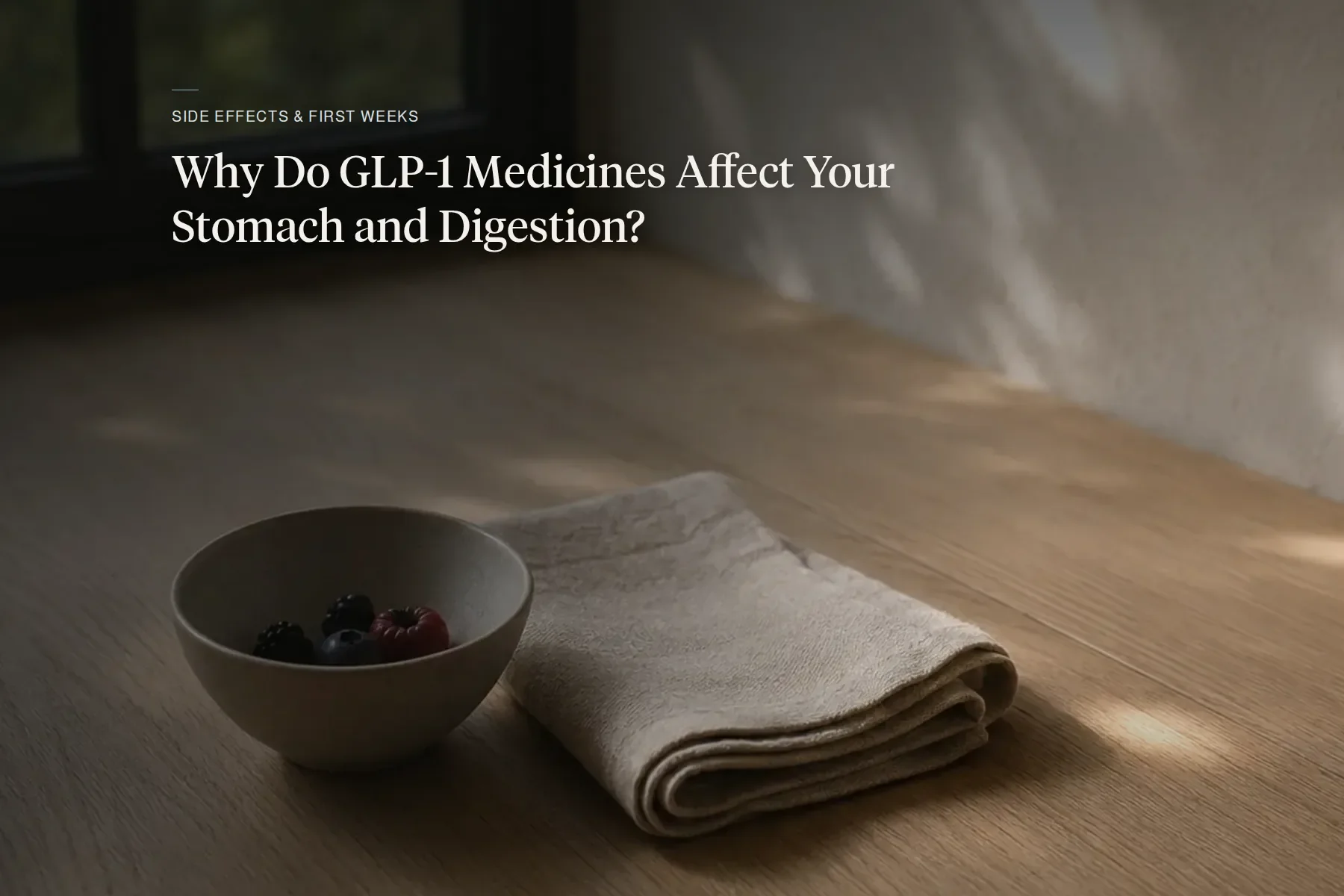 Why Do GLP-1 Medicines Affect Your Stomach and Digestion? — bowl of berries and folded linen in soft window light