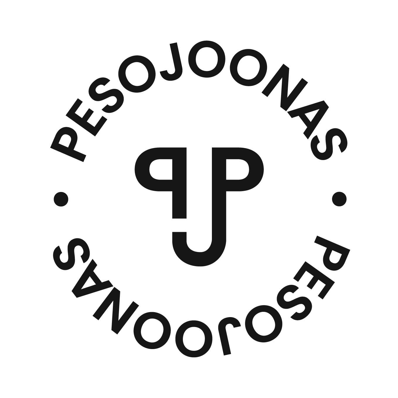 Pesojoonas logo, jossa kirjoitus 'PESOJOONAS' ja keskellä merkki 'PJ'.