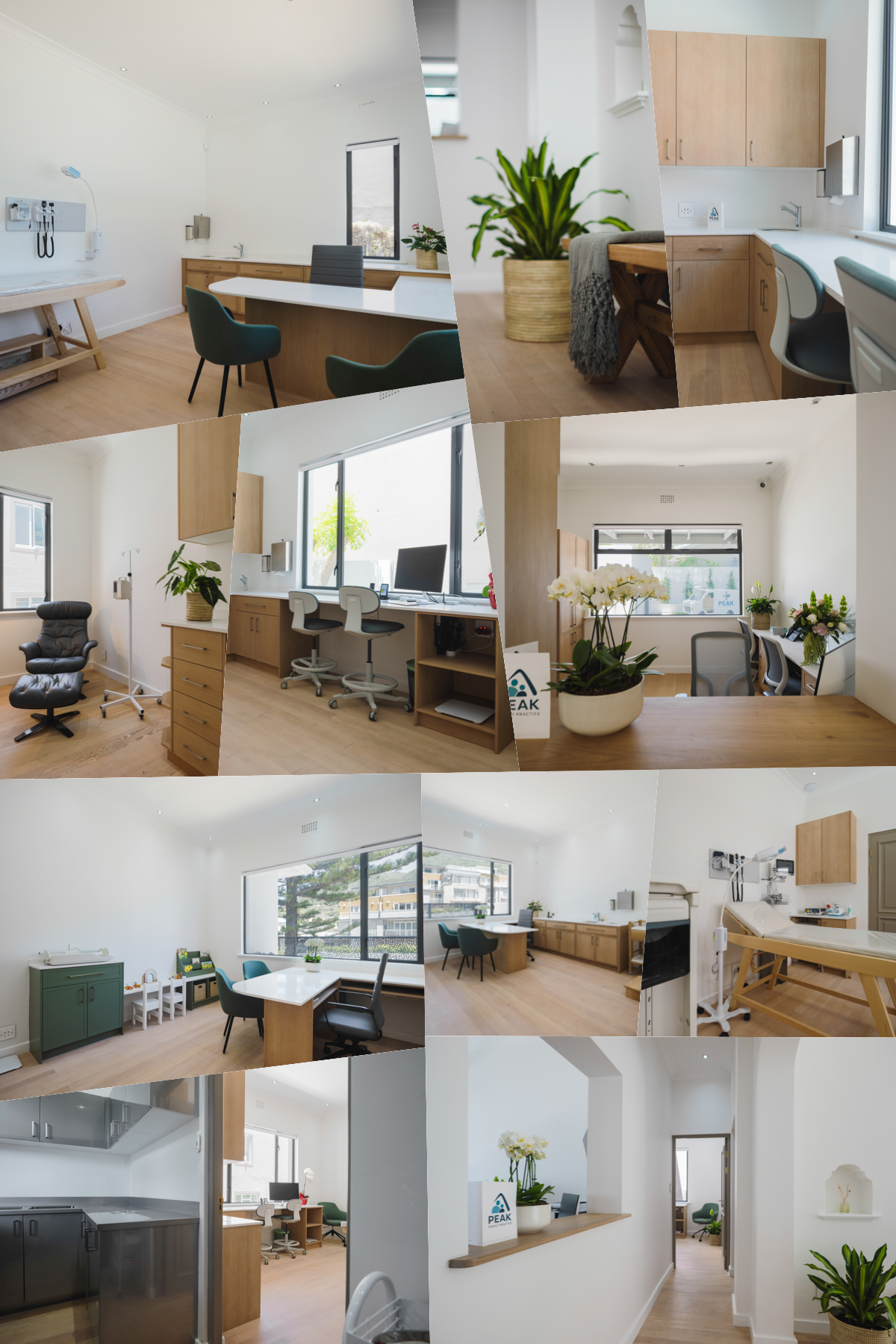 Interior views of consultation rooms at Peak Family Practice in Hout Bay, showing calm, modern medical spaces designed for family, child, and primary healthcare consultations