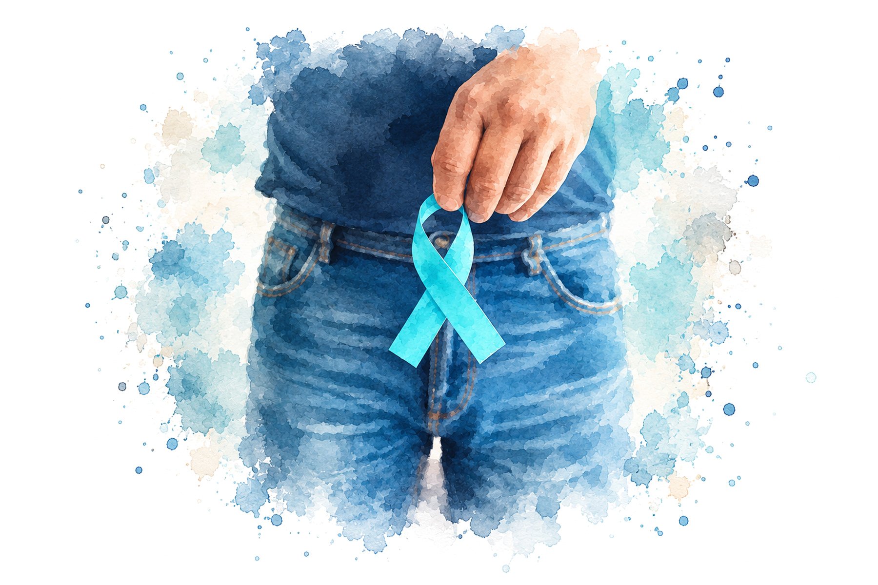 Blue ribbon representing prostate cancer awareness and screening for men
