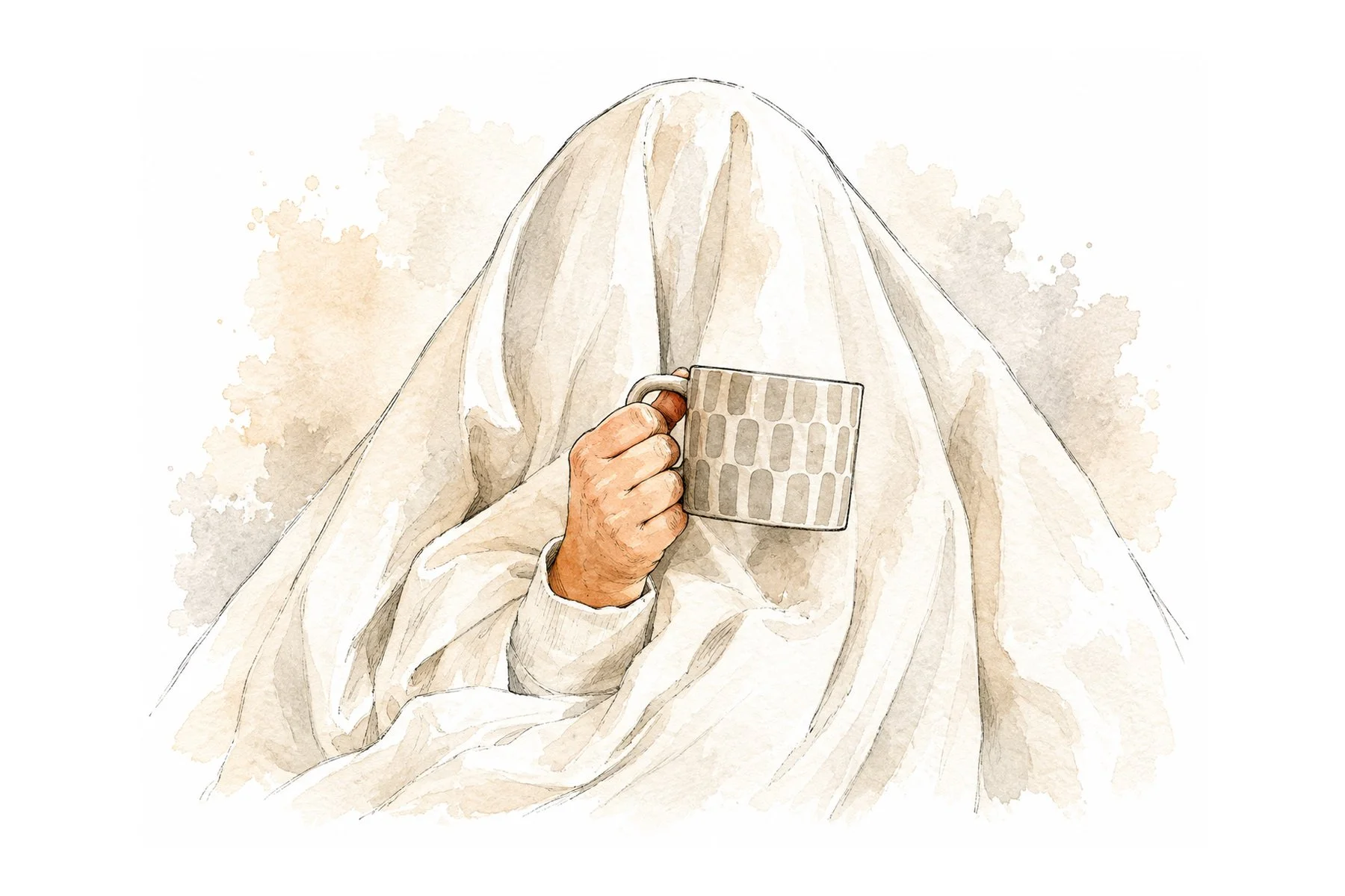 Illustration of a person resting under a blanket while unwell, representing viral and bacterial infections