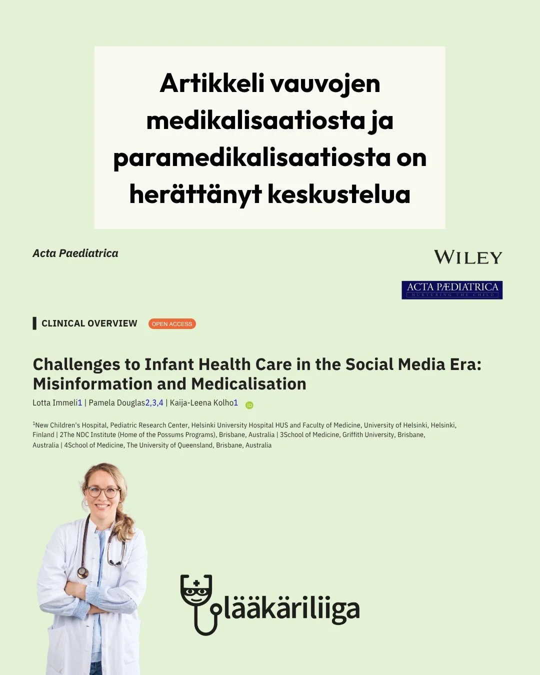 Osteopatiaa, vy&ouml;hyketerapiaa ja erilaisia kehohoitoja markkinoidaan sosiaalisessa mediassa aktiivisesti pienten vauvojen vanhemmille ratkaisuna arjen haasteisiin: itkuisuuteen, univaikeuksiin ja sy&ouml;misen pulmiin.

Sosiaalinen media toimii m
